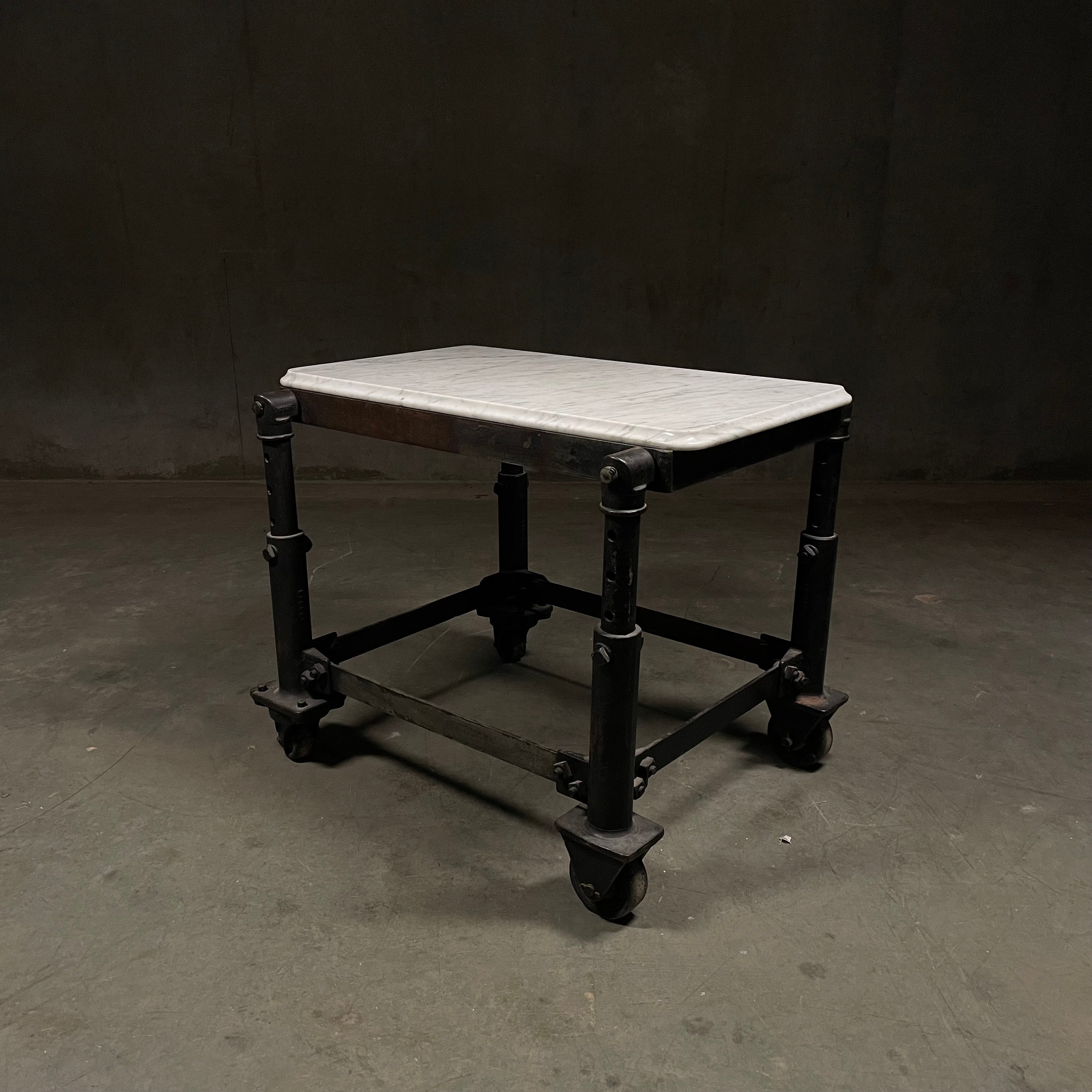 Industrial Rolling Cart with Marble Top