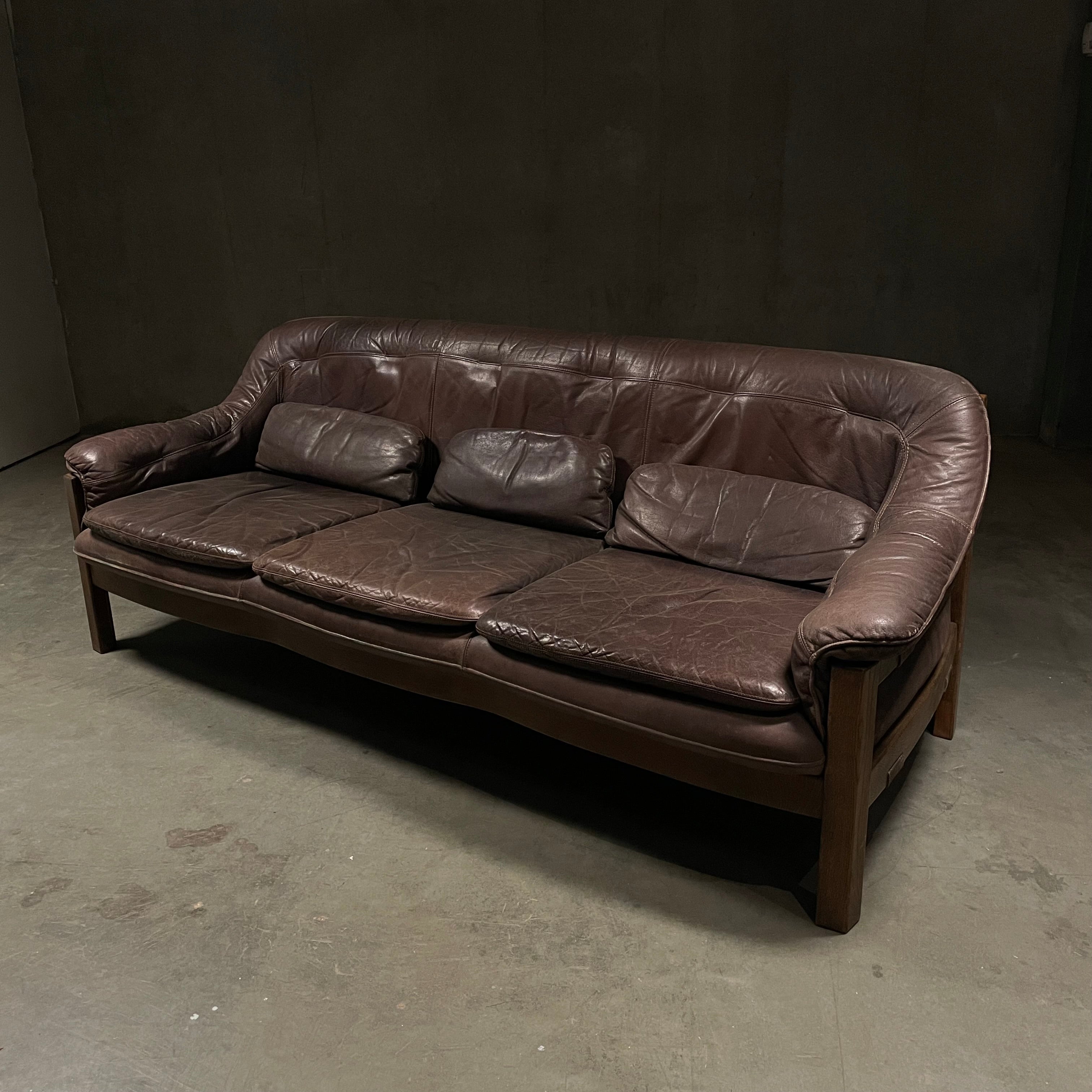 1968-70 German Leather Sofa by Polstermobel