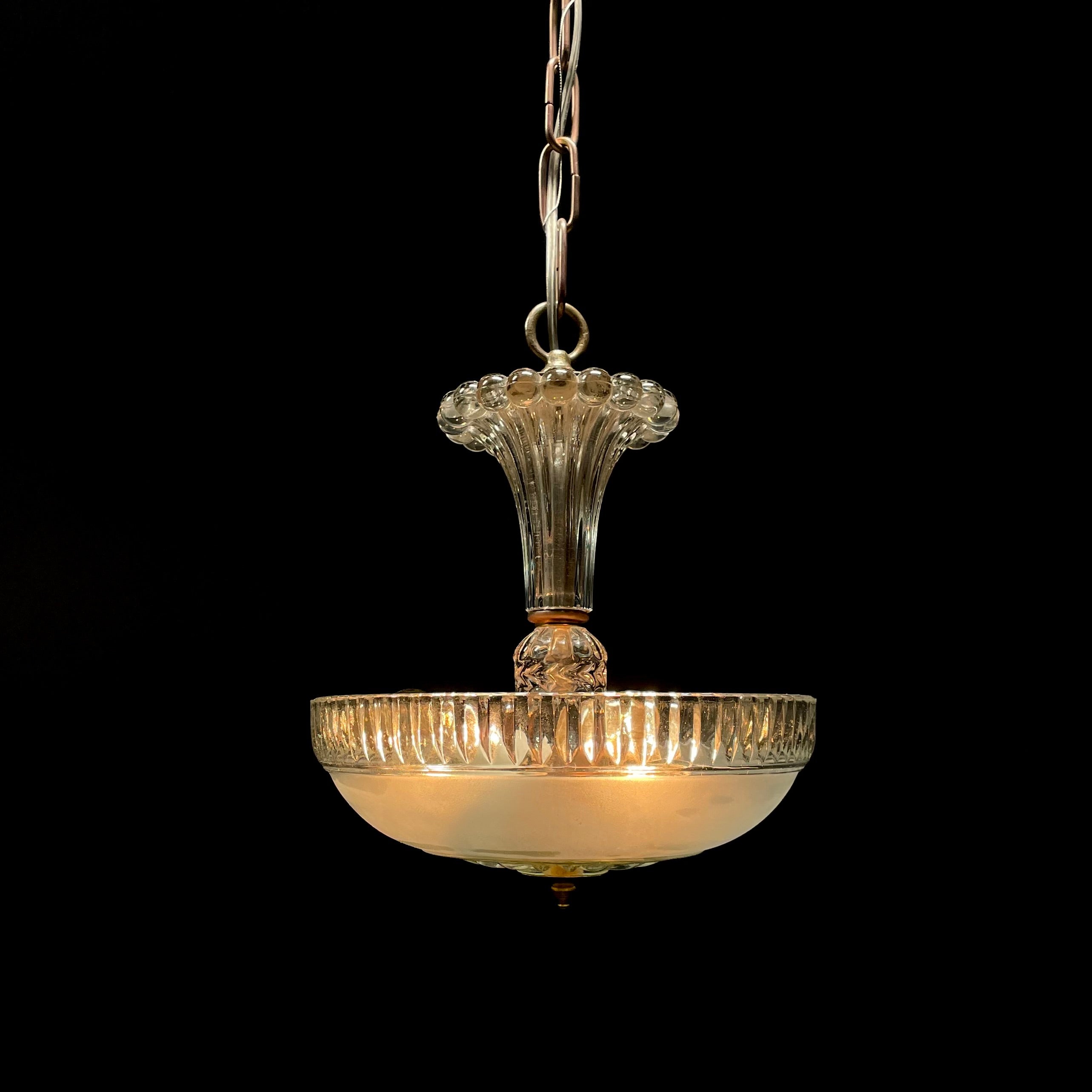 1920 Art Nouveau Glass Pendant Light