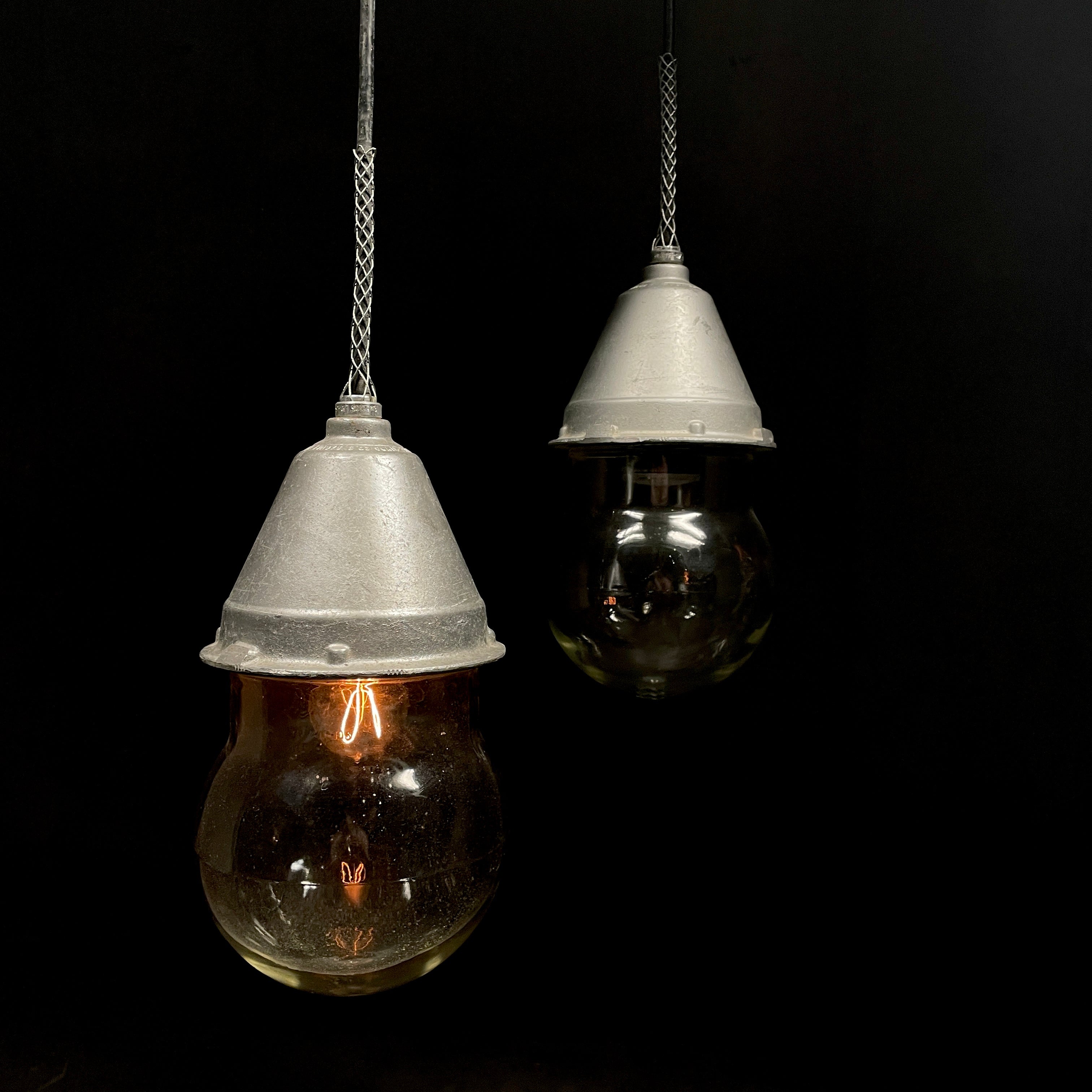 1940 large Crouse Hinds Industrial Pendant Lights