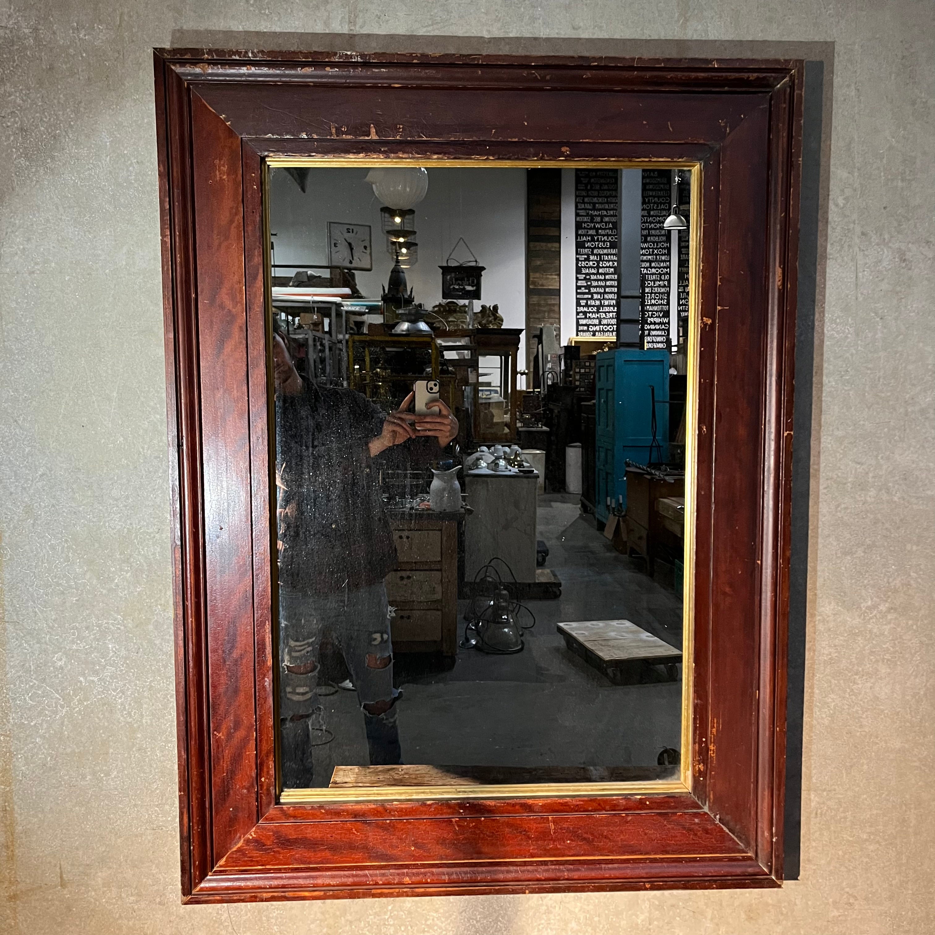 19th c.  Bespoke Mahogany mirror in original finish