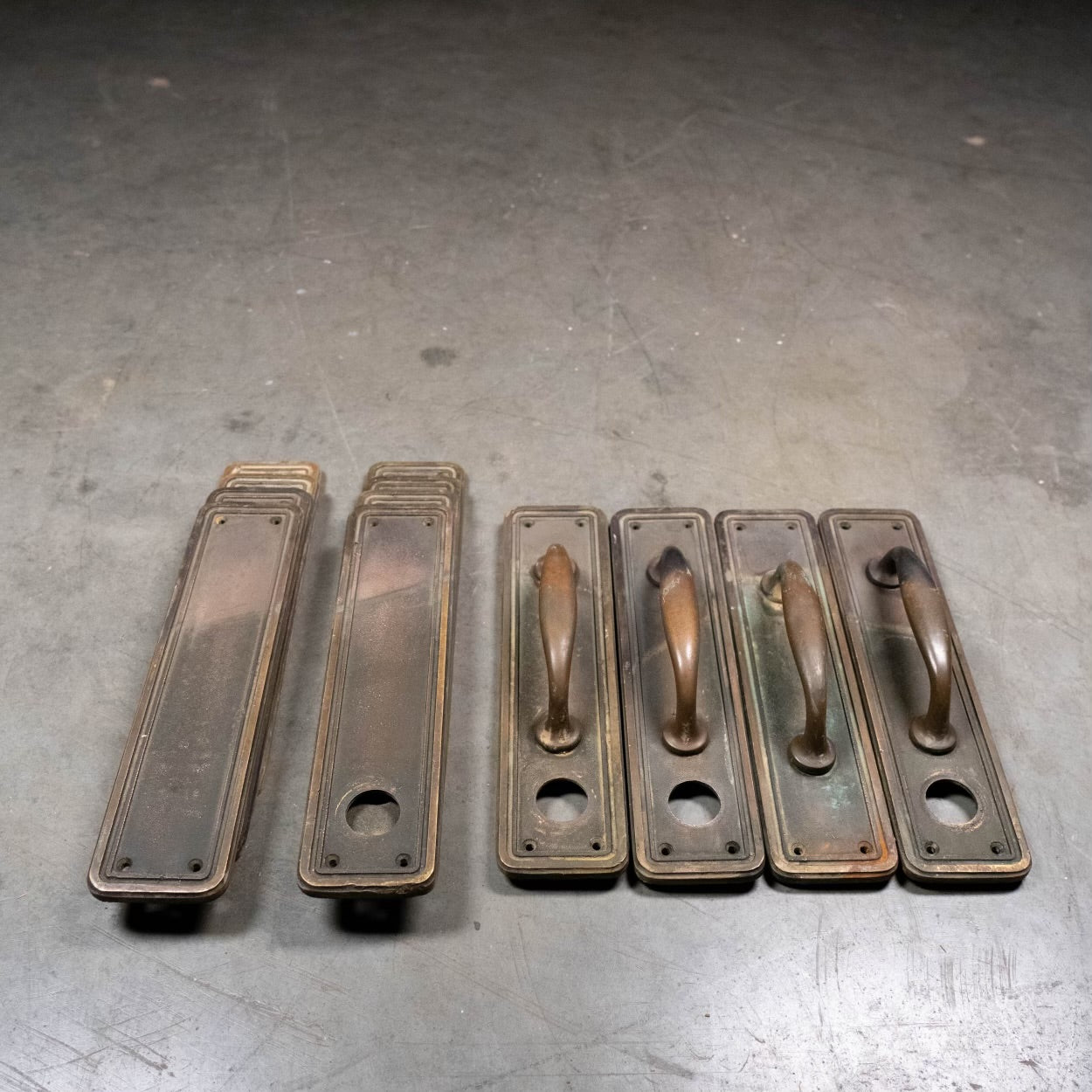 Set of bronze hardware pull door handles