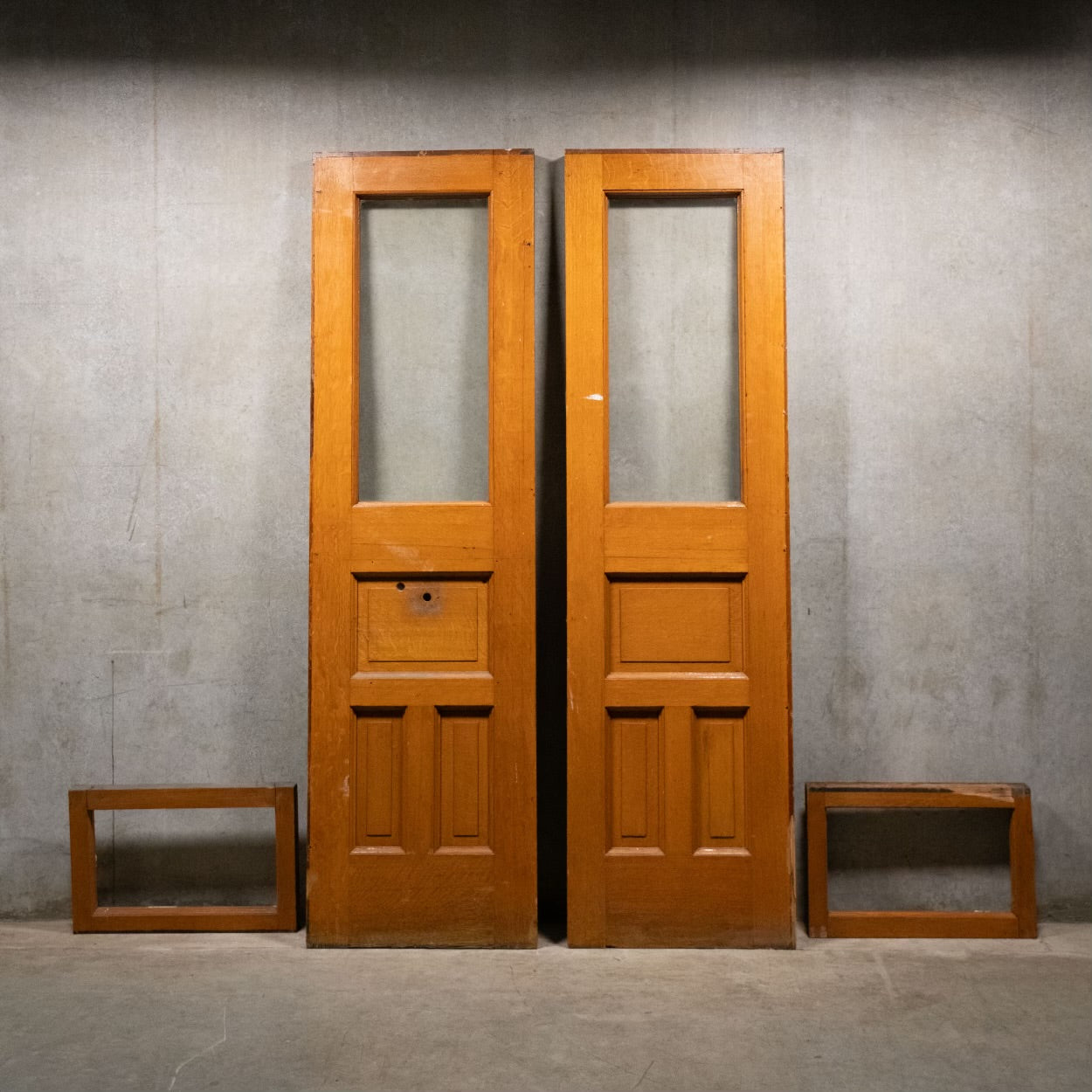 C1900 Set of Oak Vestibule Doors with Transom Window