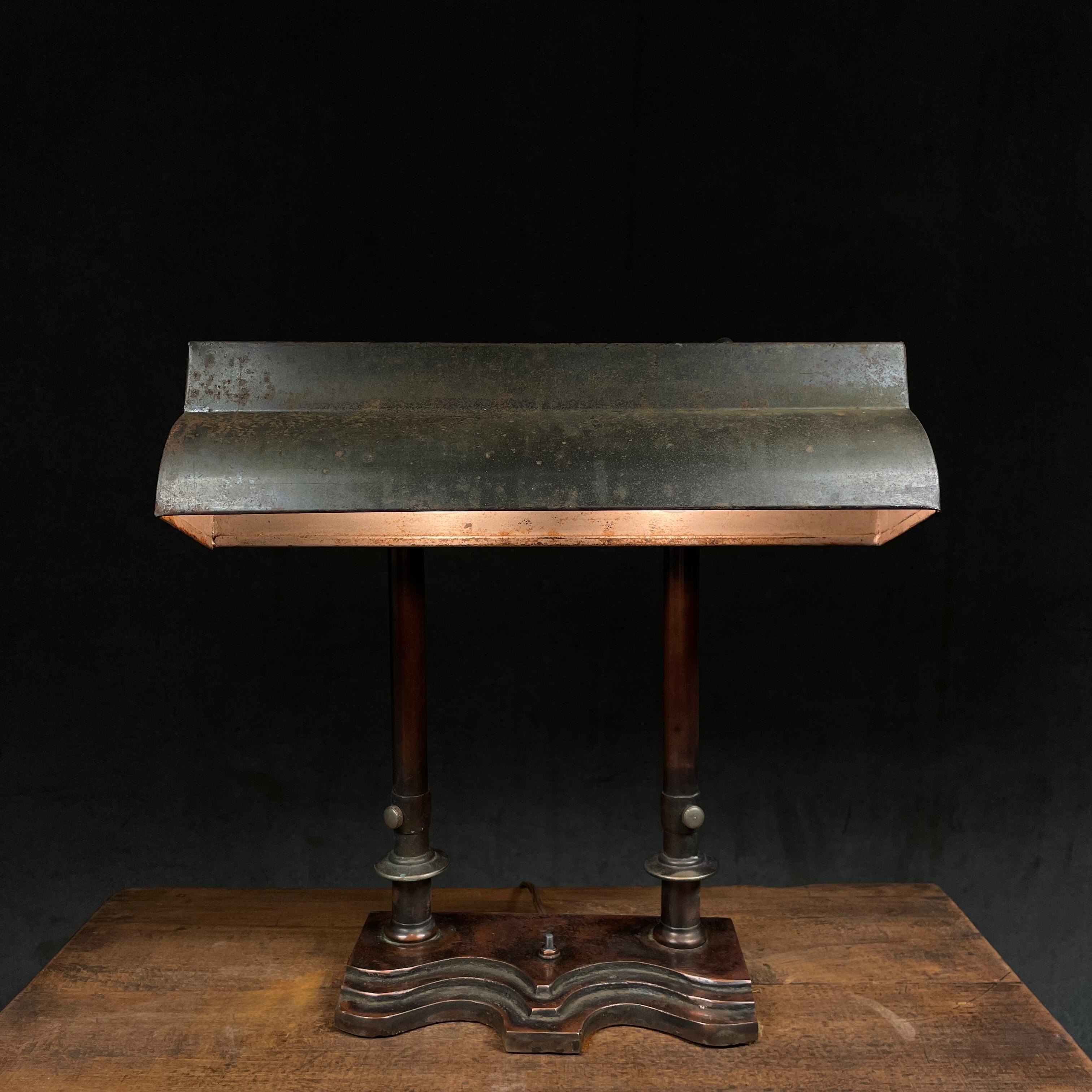 1930 Solid Copper and Brass Library Table Lamp