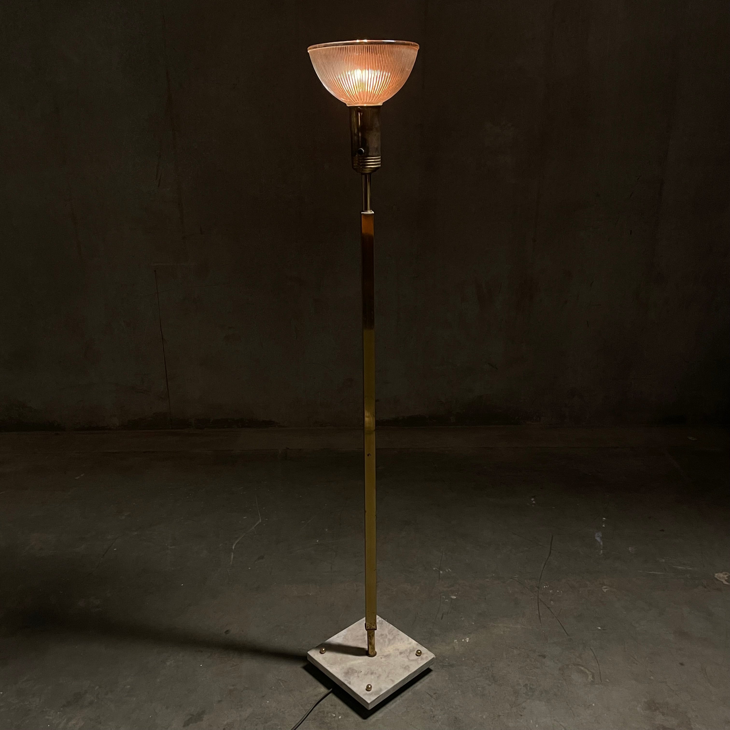 1920 Brass and Marble Italian Floor Lamp