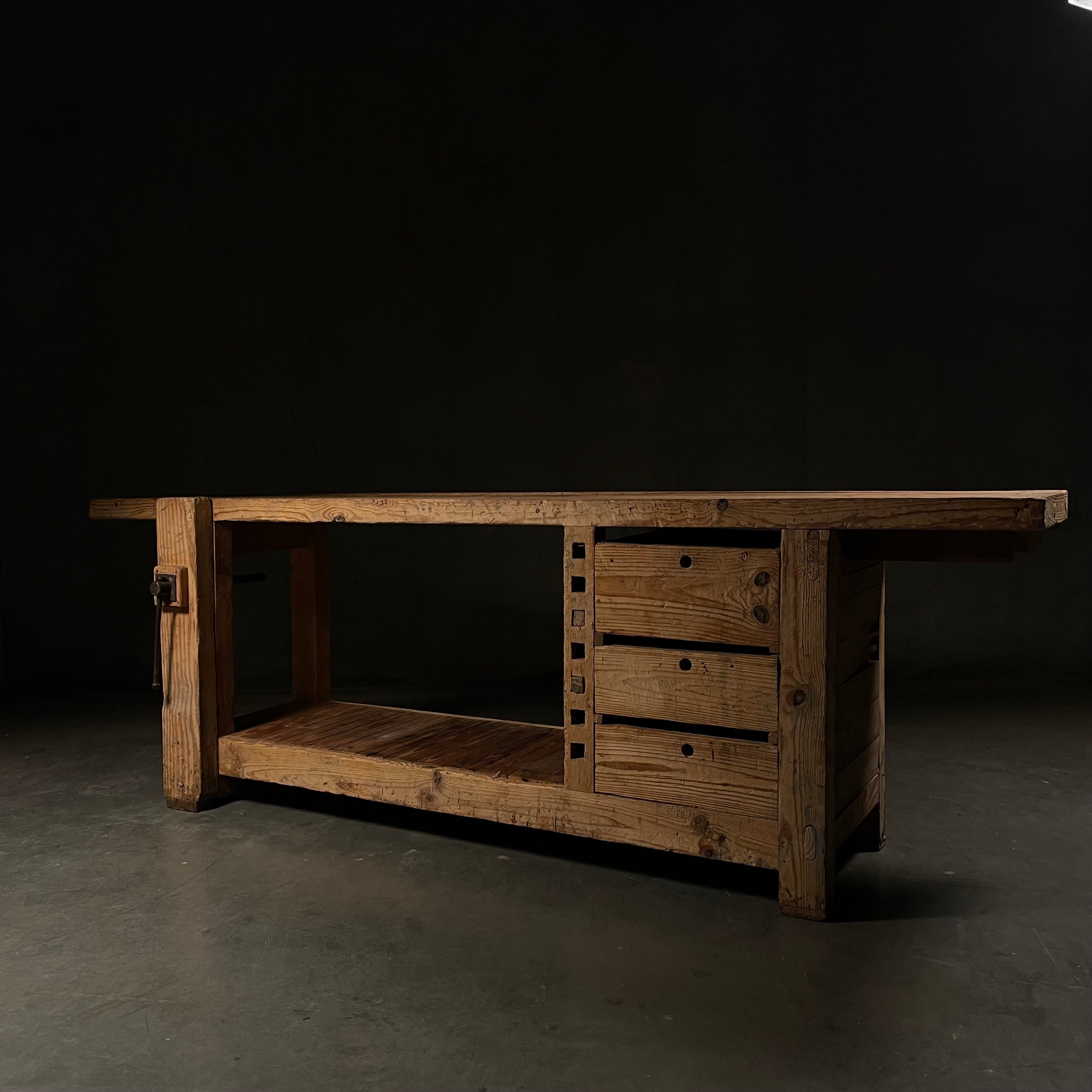 1880 Industrial Carpenters Workbench Table