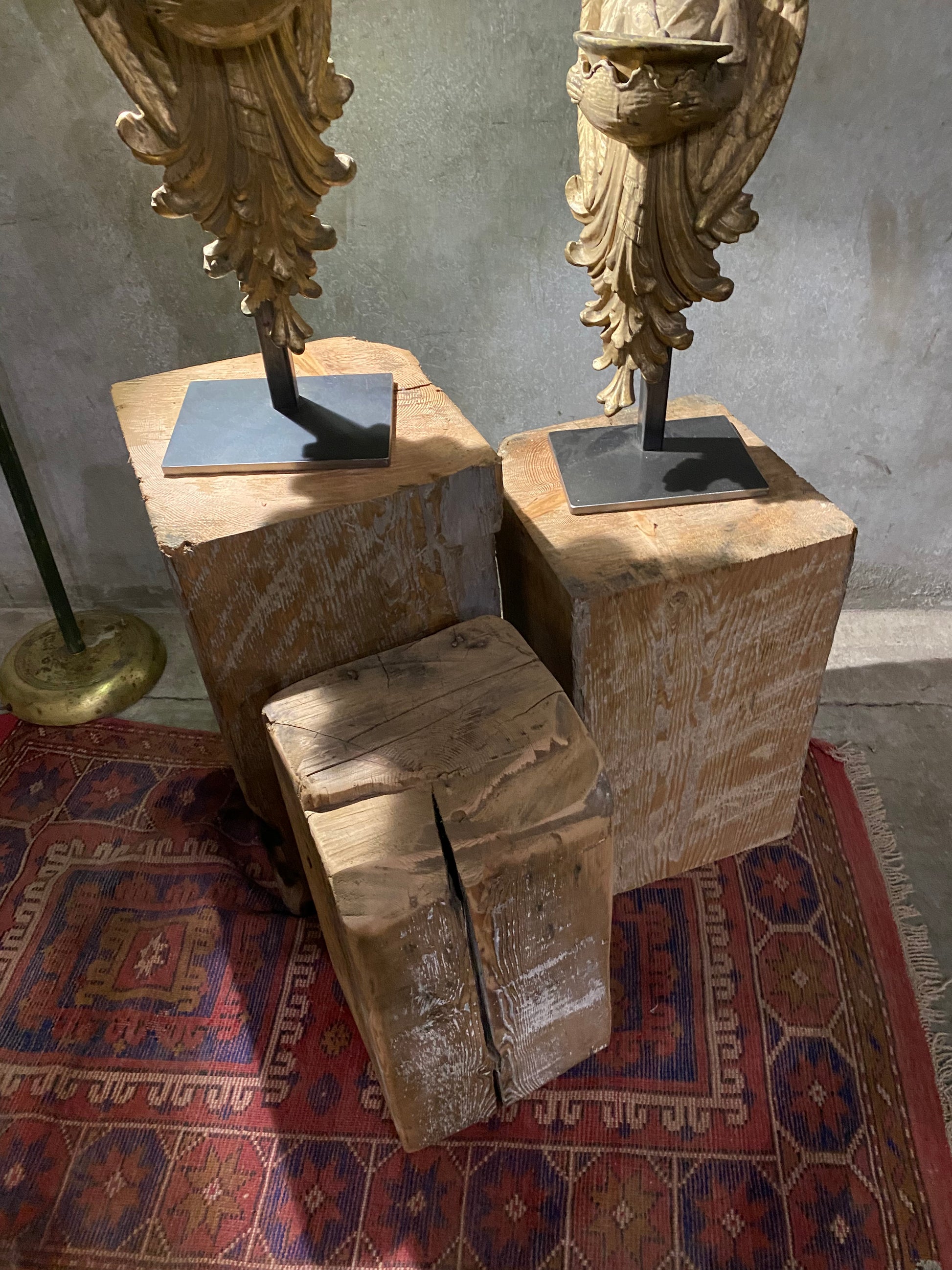 Reclaimed beams stump side table. C 1900 GASTOWN salvage | Scott Landon Antiques and Interiors.