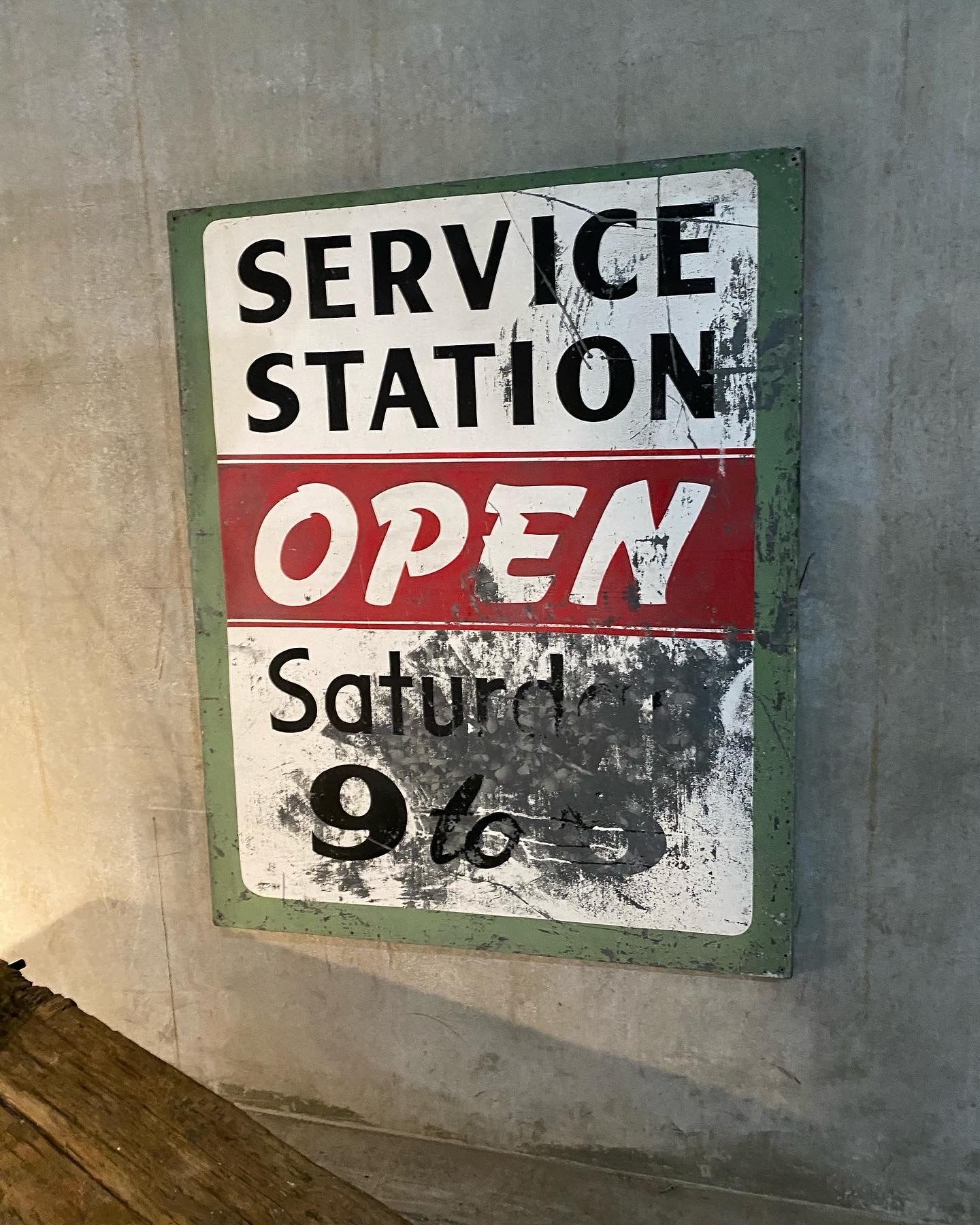 1950 gas station metal Automobila SIGN in original paint | Scott Landon Antiques and Interiors.