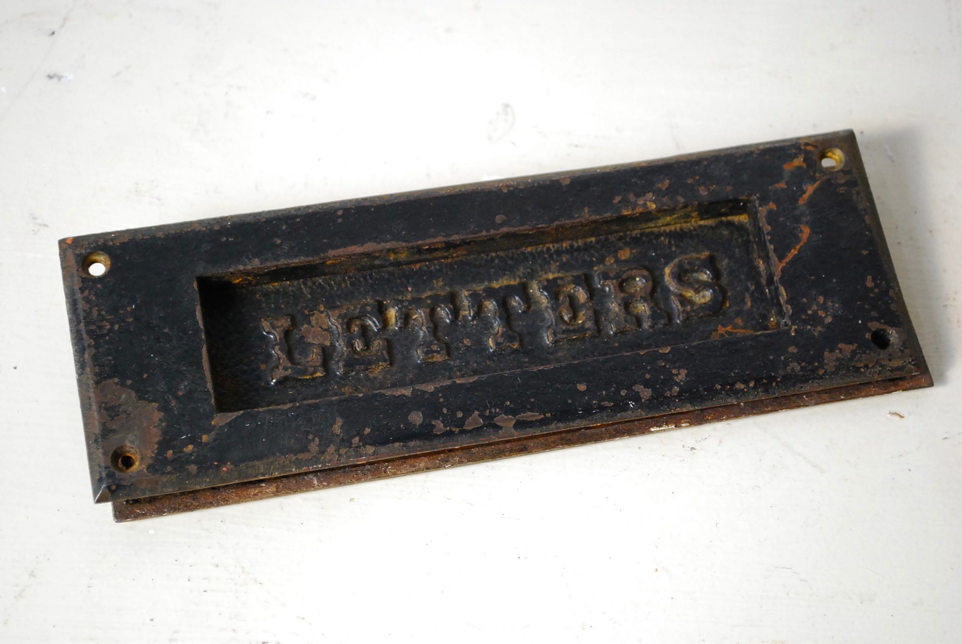 1910 Cast Metal / Brass Mail slot Box  for Letters | Scott Landon Antiques and Interiors.