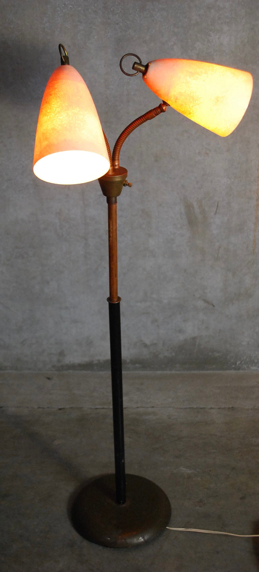 1960 mid century modern brass / copper Floor lamp | Scott Landon Antiques and Interiors.