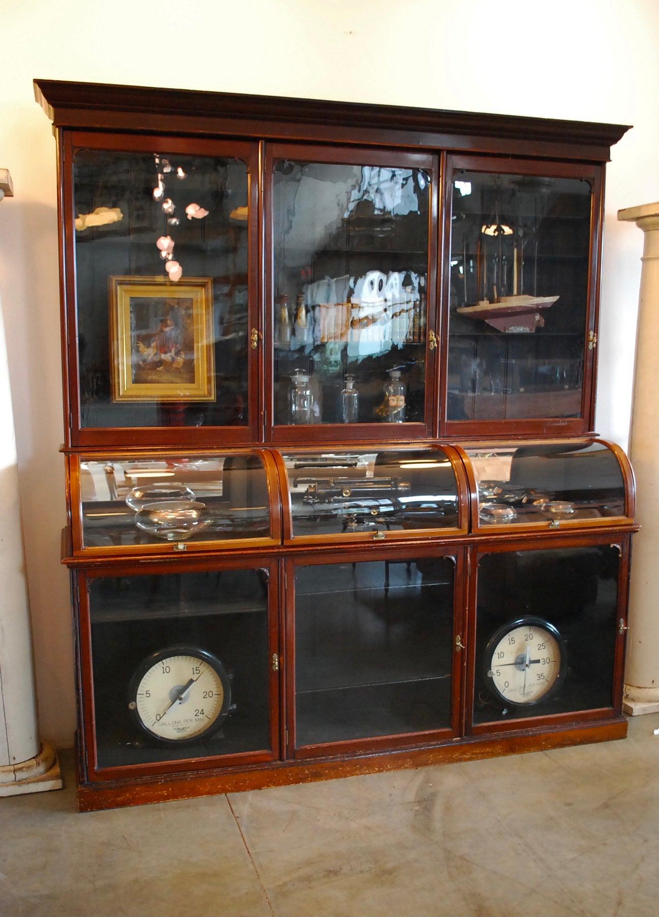 1870 English mahogany Chemist Pharmacy Glass Display Cabinet | Scott Landon Antiques and Interiors.