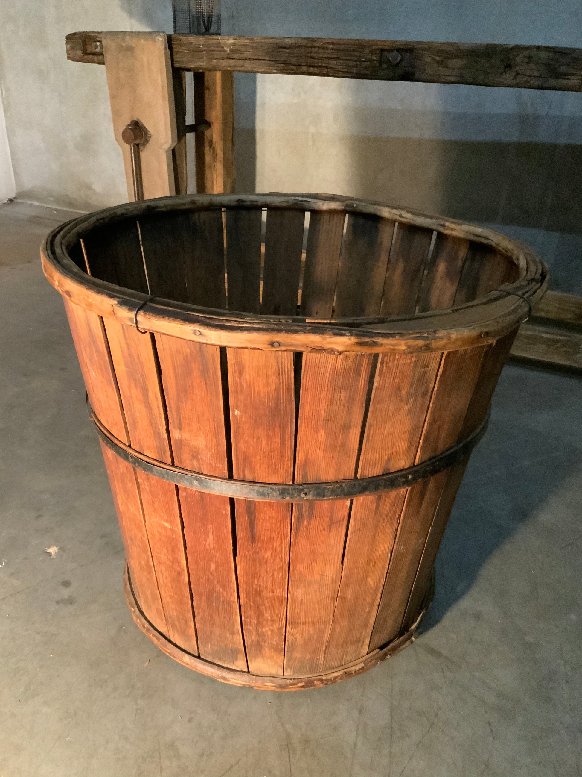 C 1910 large wooden basket | Scott Landon Antiques and Interiors.