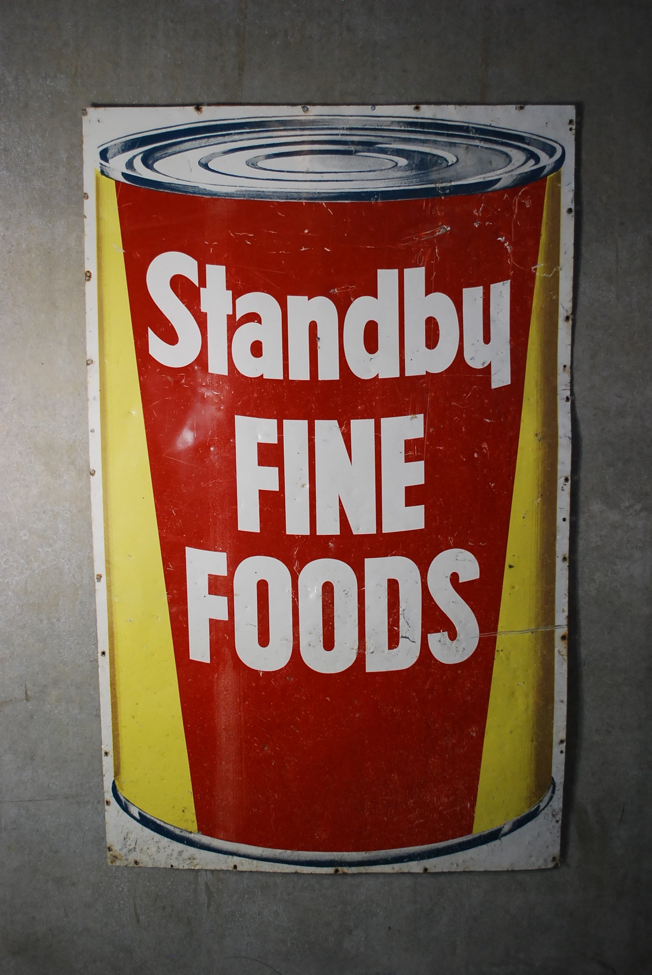 1950 metal Fine foods sign | Scott Landon Antiques and Interiors.
