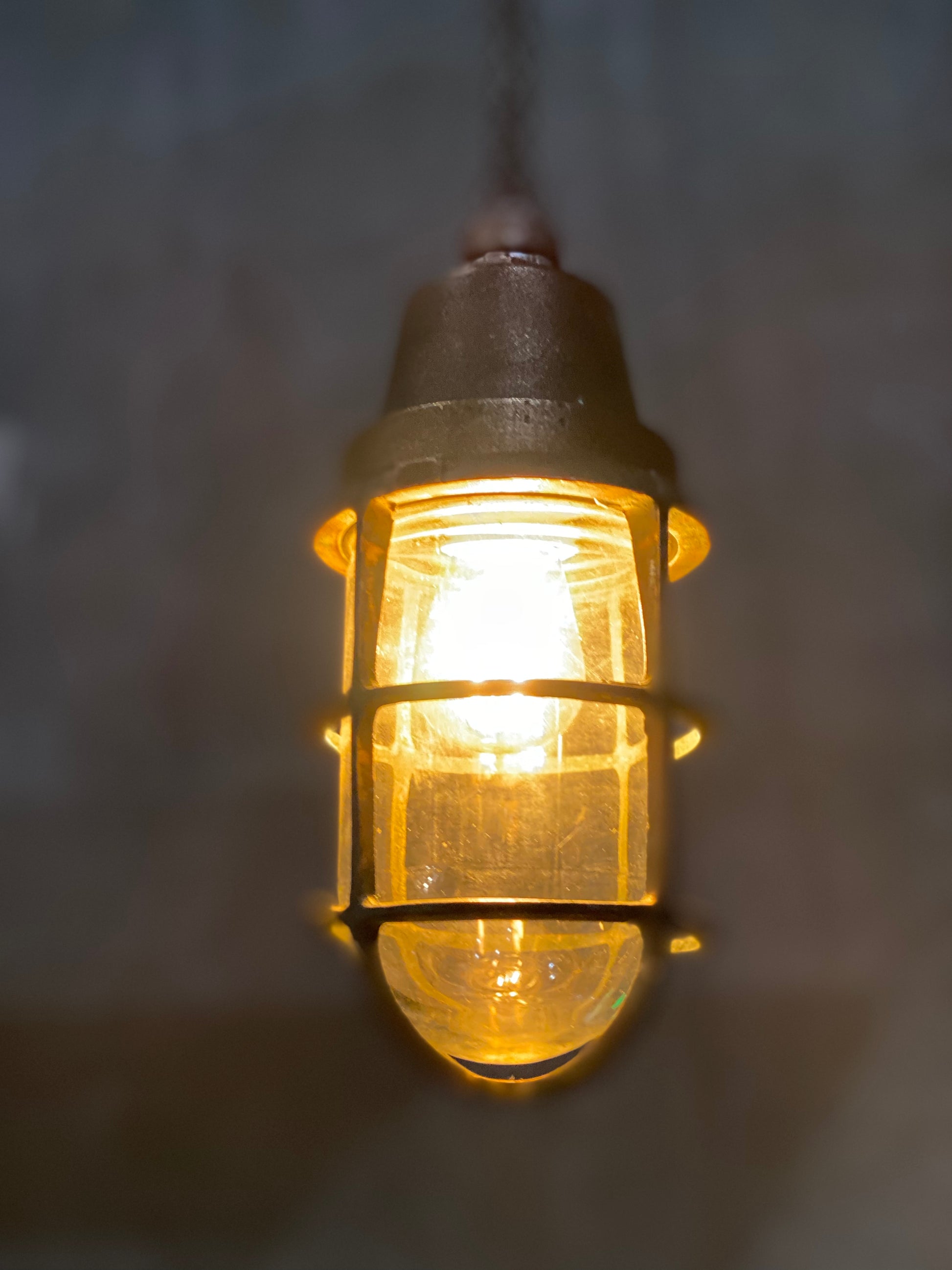 1920 SOLID BRASS industrial pendant light | Scott Landon Antiques and Interiors.