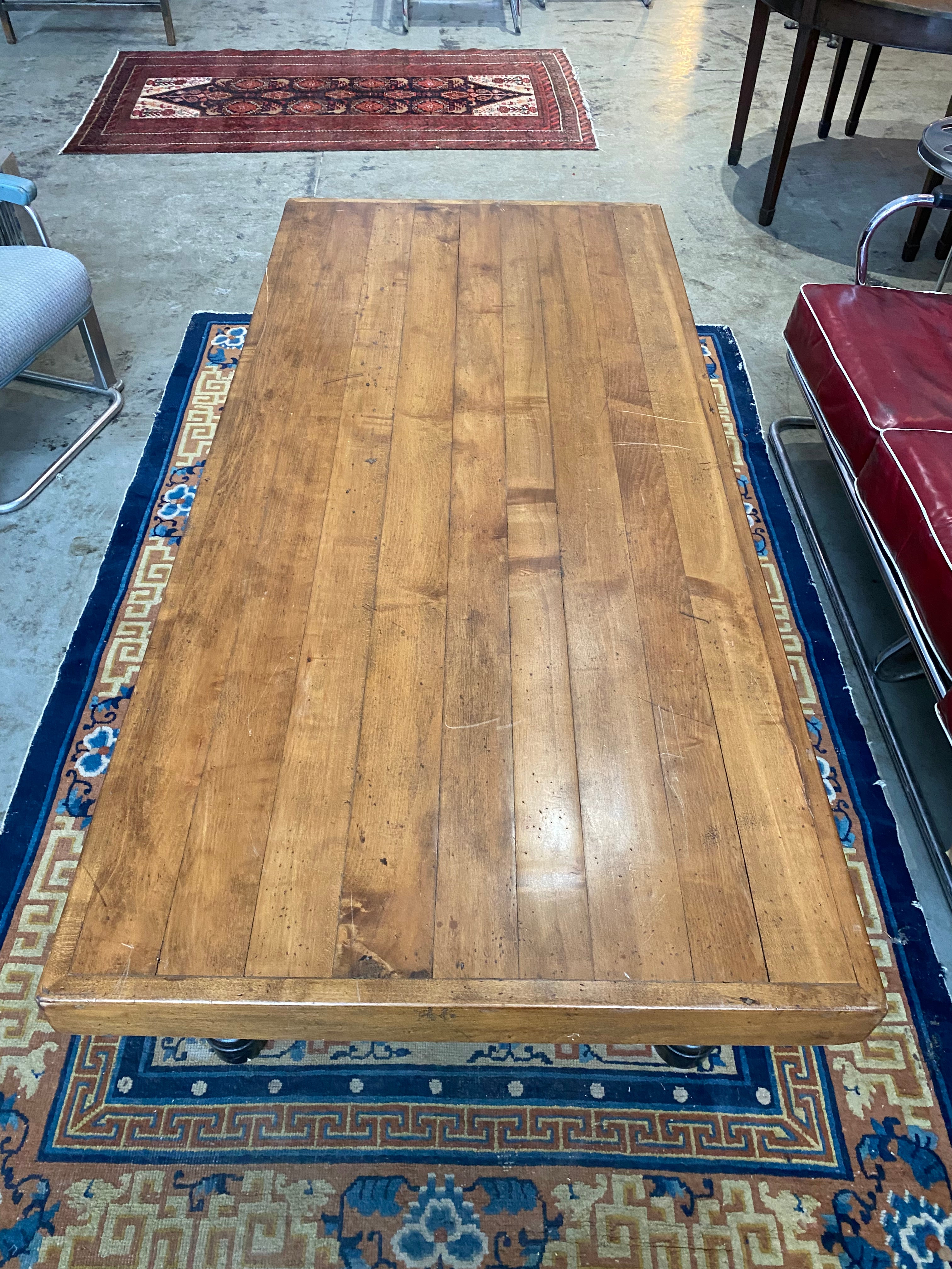 1910 industrial maple coffee  table | Scott Landon Antiques and Interiors.