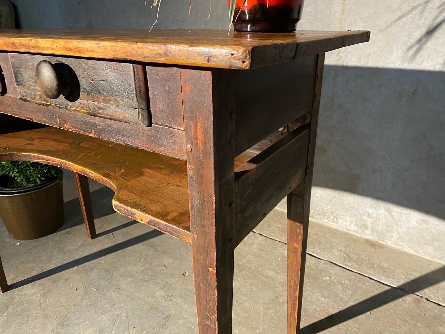 1840 Pine Country Server In original paint | Scott Landon Antiques and Interiors.