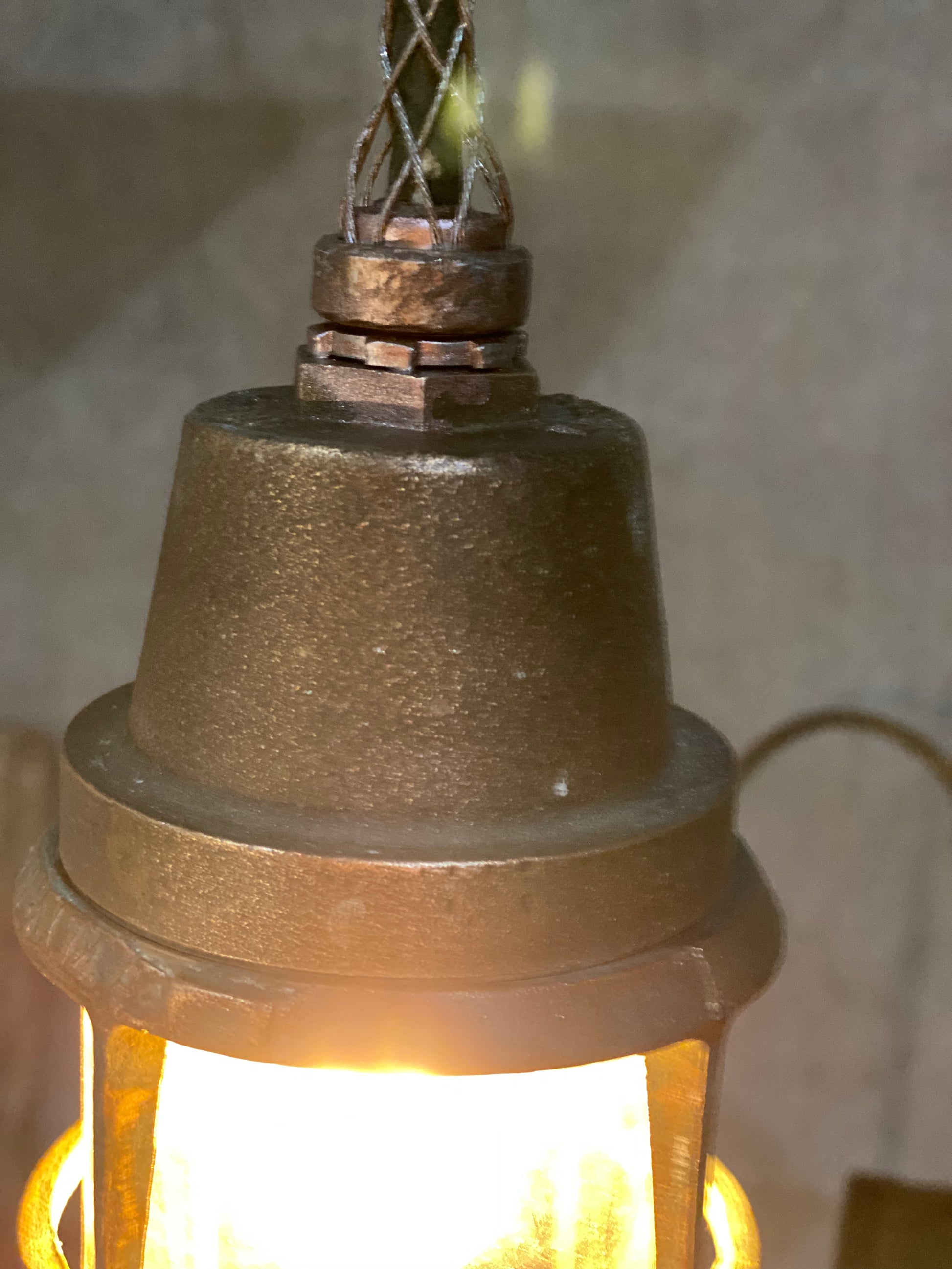 1920 SOLID BRASS industrial pendant light | Scott Landon Antiques and Interiors.