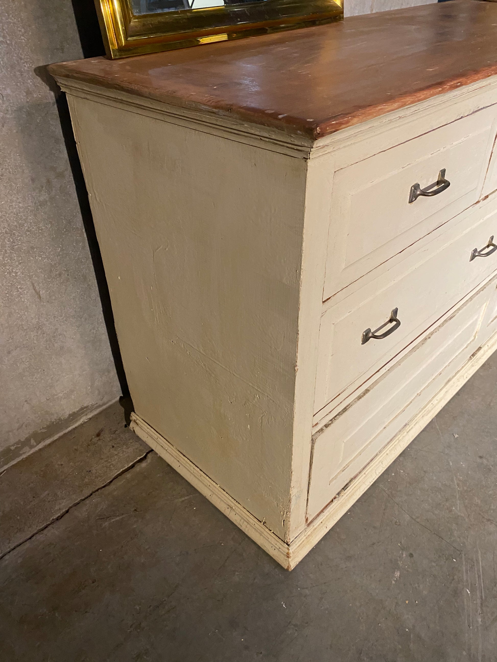 1920 solid multi drawer sideboard in old paint | Scott Landon Antiques and Interiors.