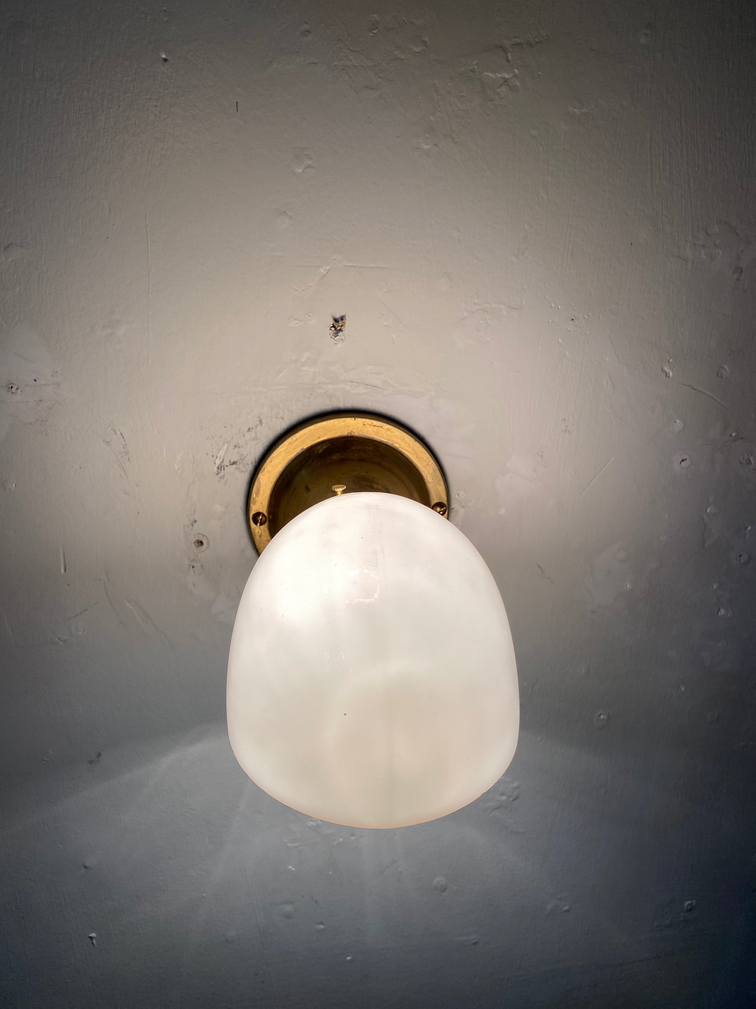 1920. Brass MILK GLASS Sconces | Scott Landon Antiques and Interiors.