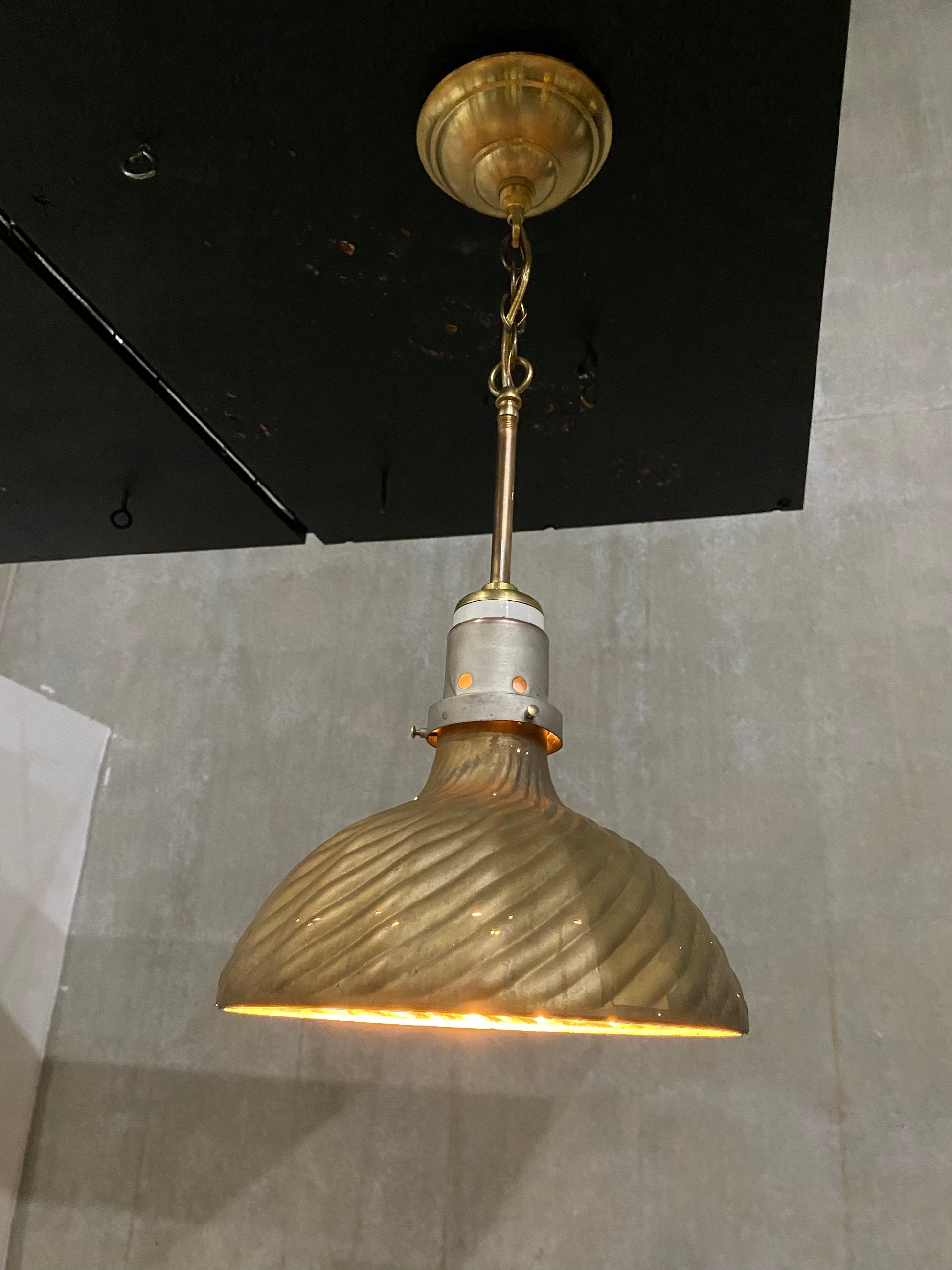 Rare 12” 1910 CURTIS mercury glass pendant light | Scott Landon Antiques and Interiors.