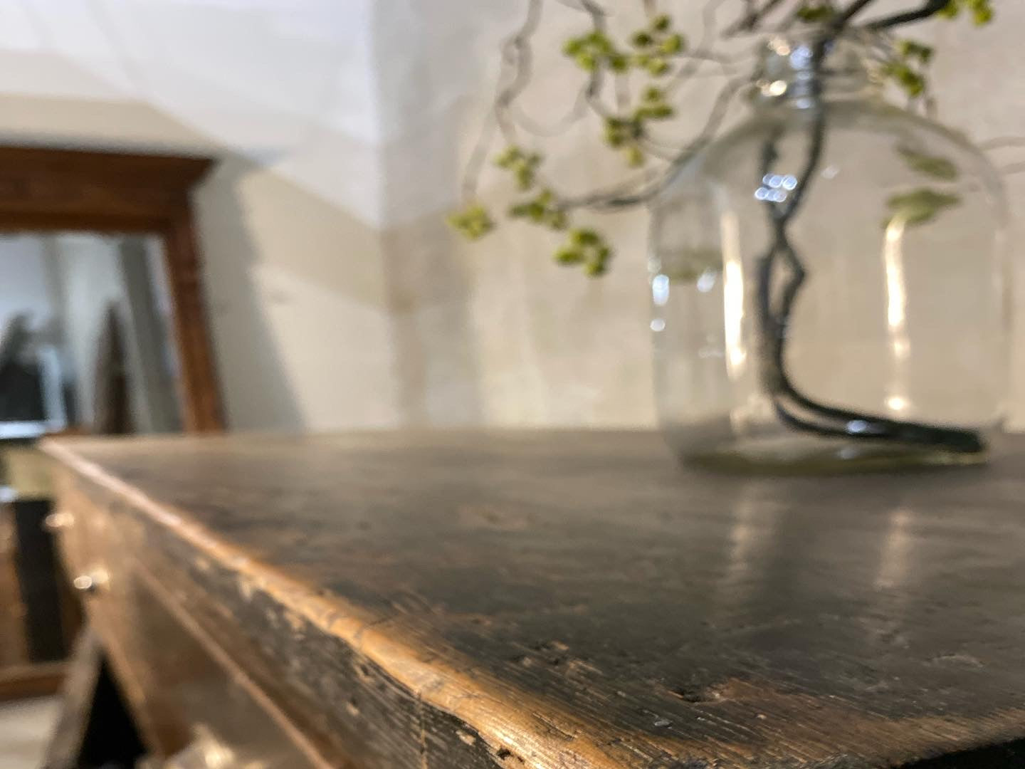 1920 wooden sideboard cabinet in old original finish | Scott Landon Antiques and Interiors.