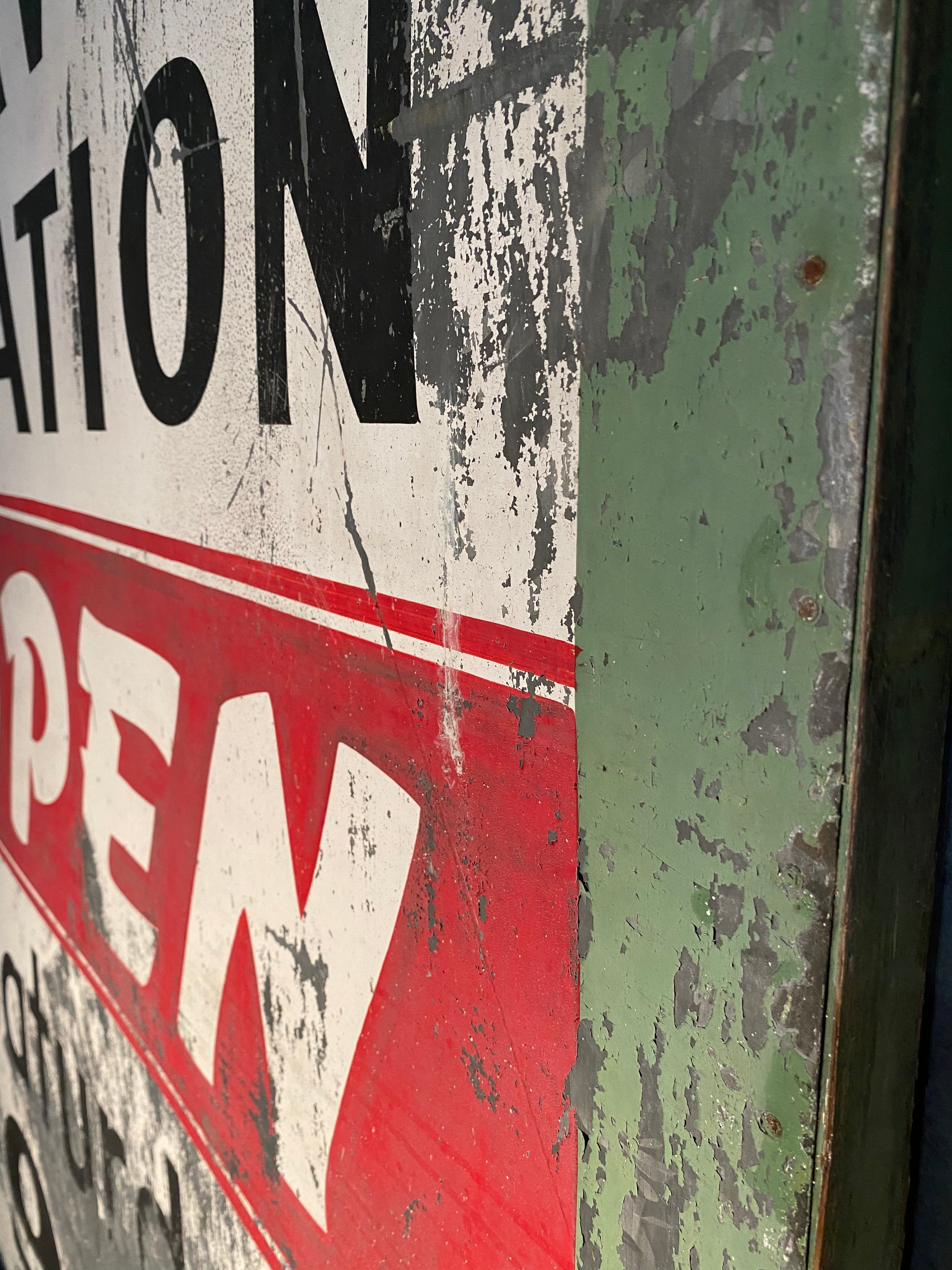 1950 gas station metal Automobila SIGN in original paint | Scott Landon Antiques and Interiors.