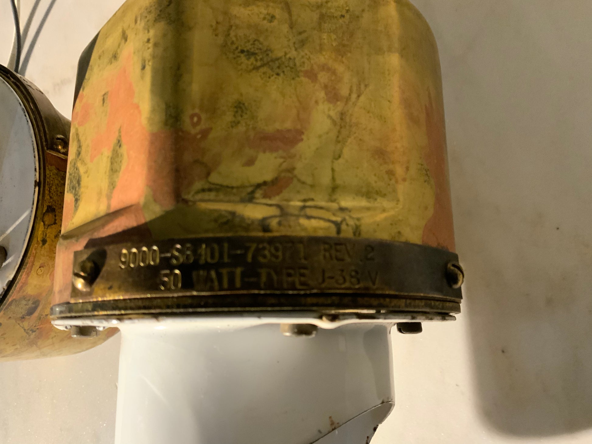 1930 rare set of enamel brass nautical light sconces | Scott Landon Antiques and Interiors.