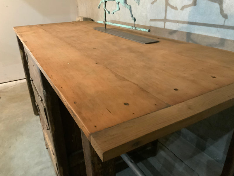 1905  industrial wood work station / island | Scott Landon Antiques and Interiors.