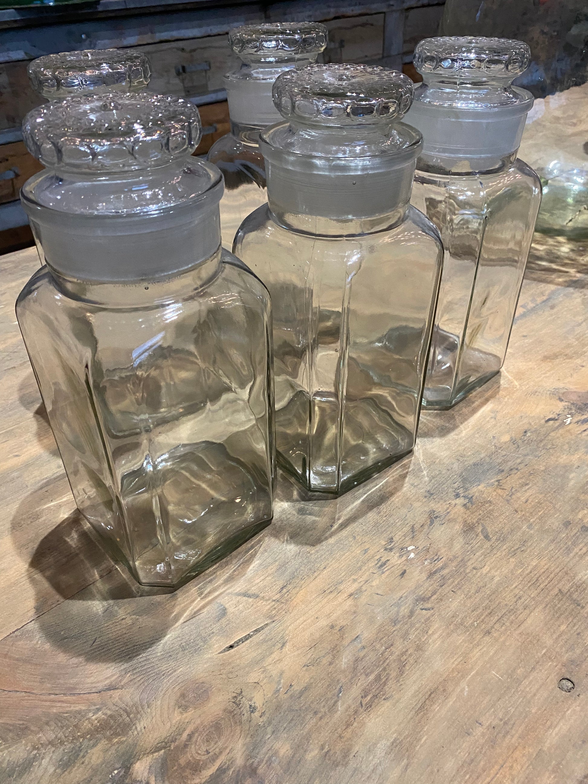 1920 apothecary candy Penny jars | Scott Landon Antiques and Interiors.