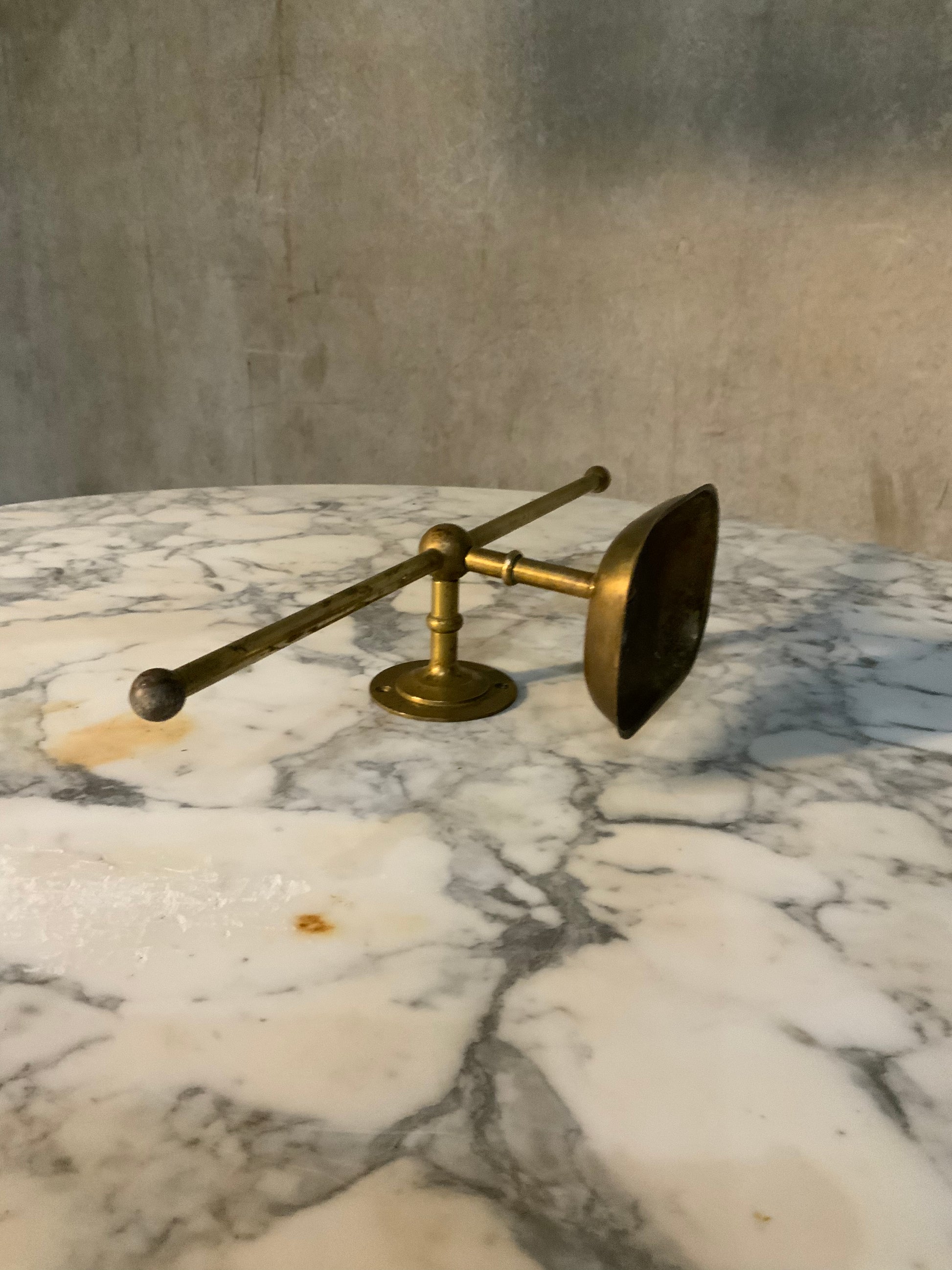 1920 brass soap dish and towel bar | Scott Landon Antiques and Interiors.
