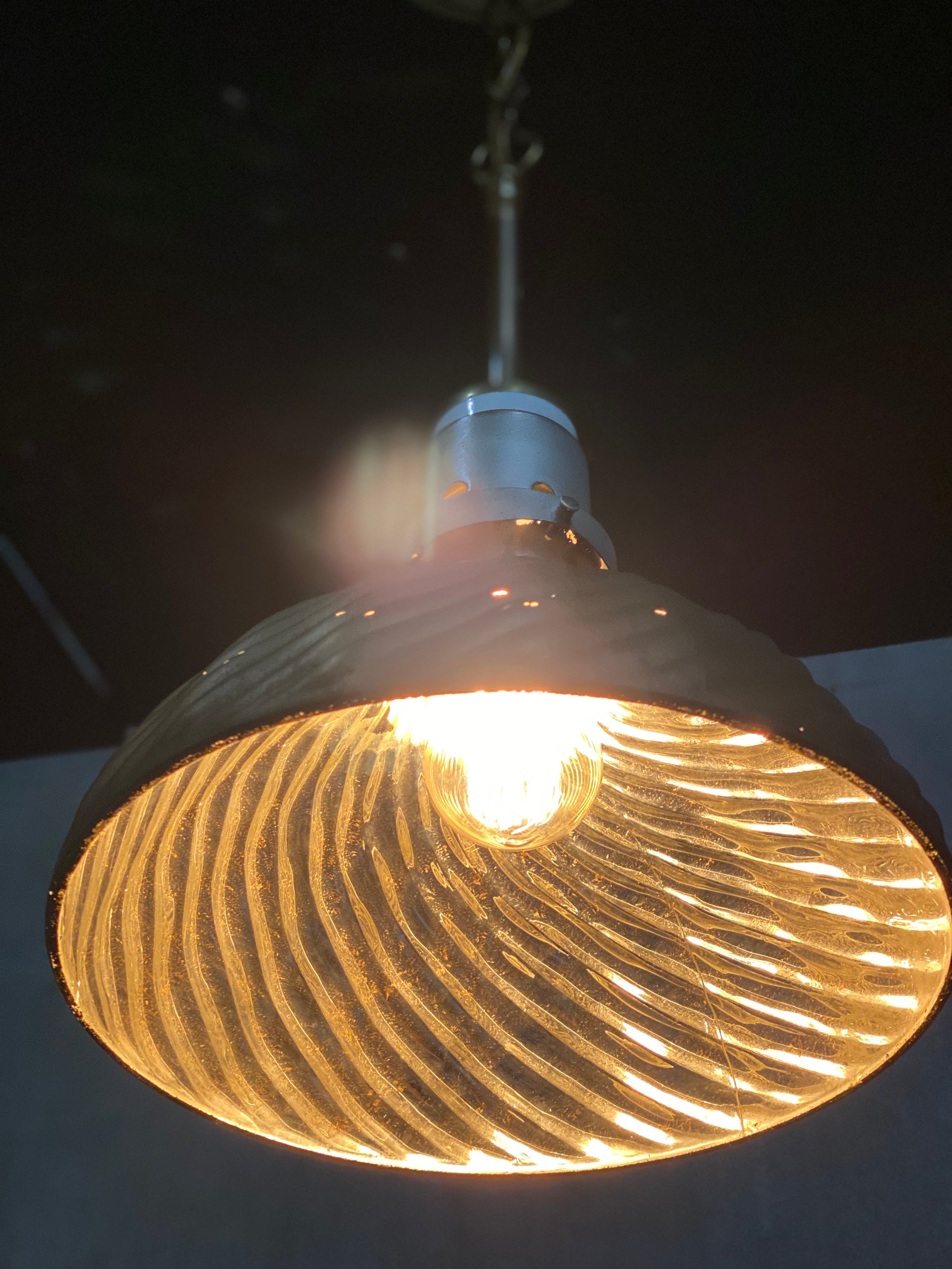 Rare 12” 1910 CURTIS mercury glass pendant light | Scott Landon Antiques and Interiors.