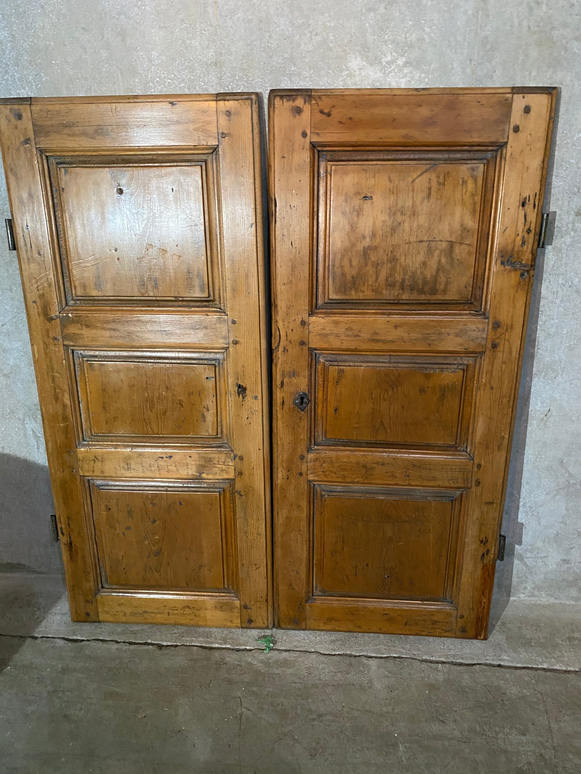 C 1800 pair of QUEBEC. PINE Armoire doos | Scott Landon Antiques and Interiors.