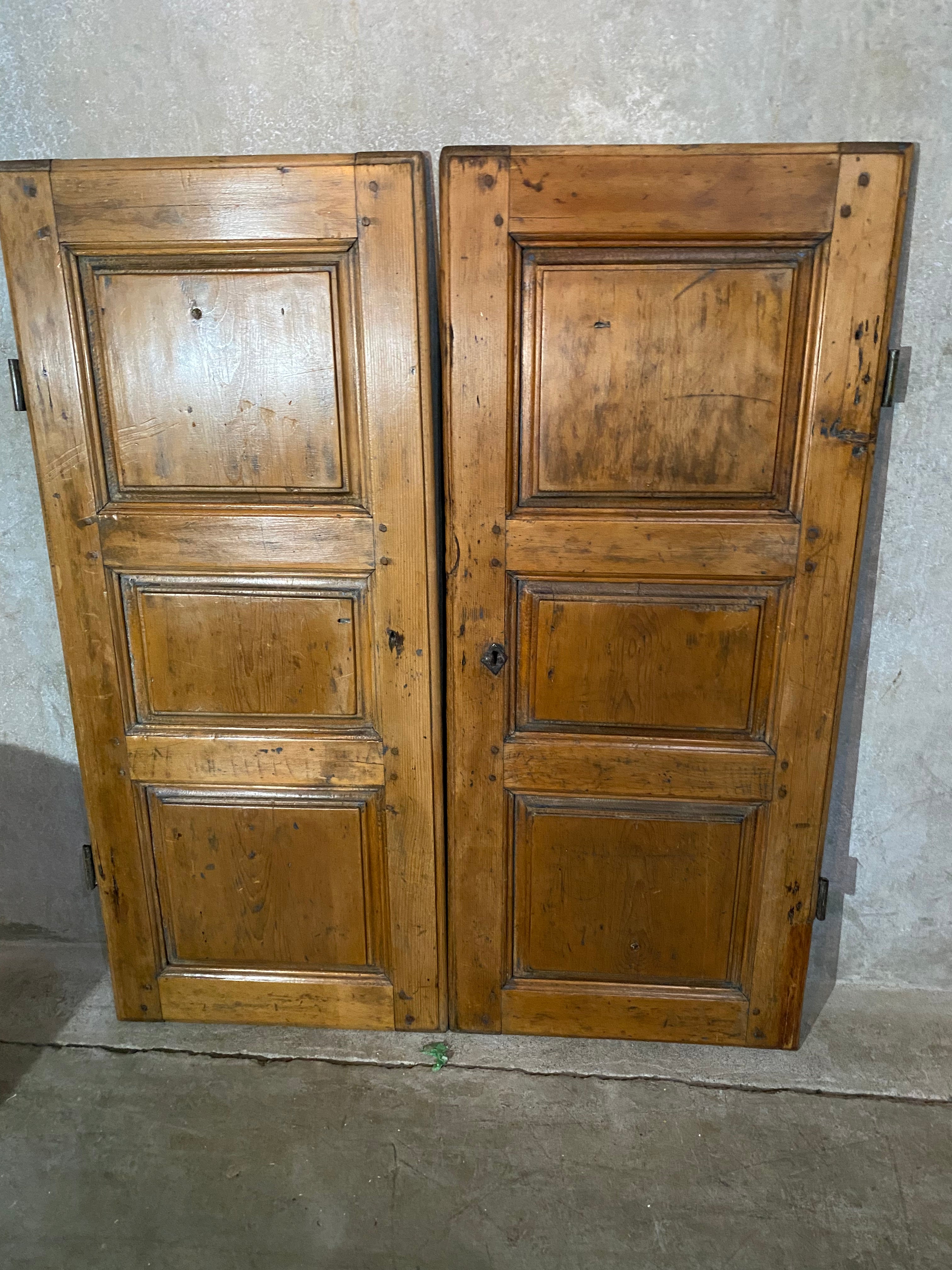C 1800 pair of QUEBEC. PINE Armoire doos | Scott Landon Antiques and Interiors.