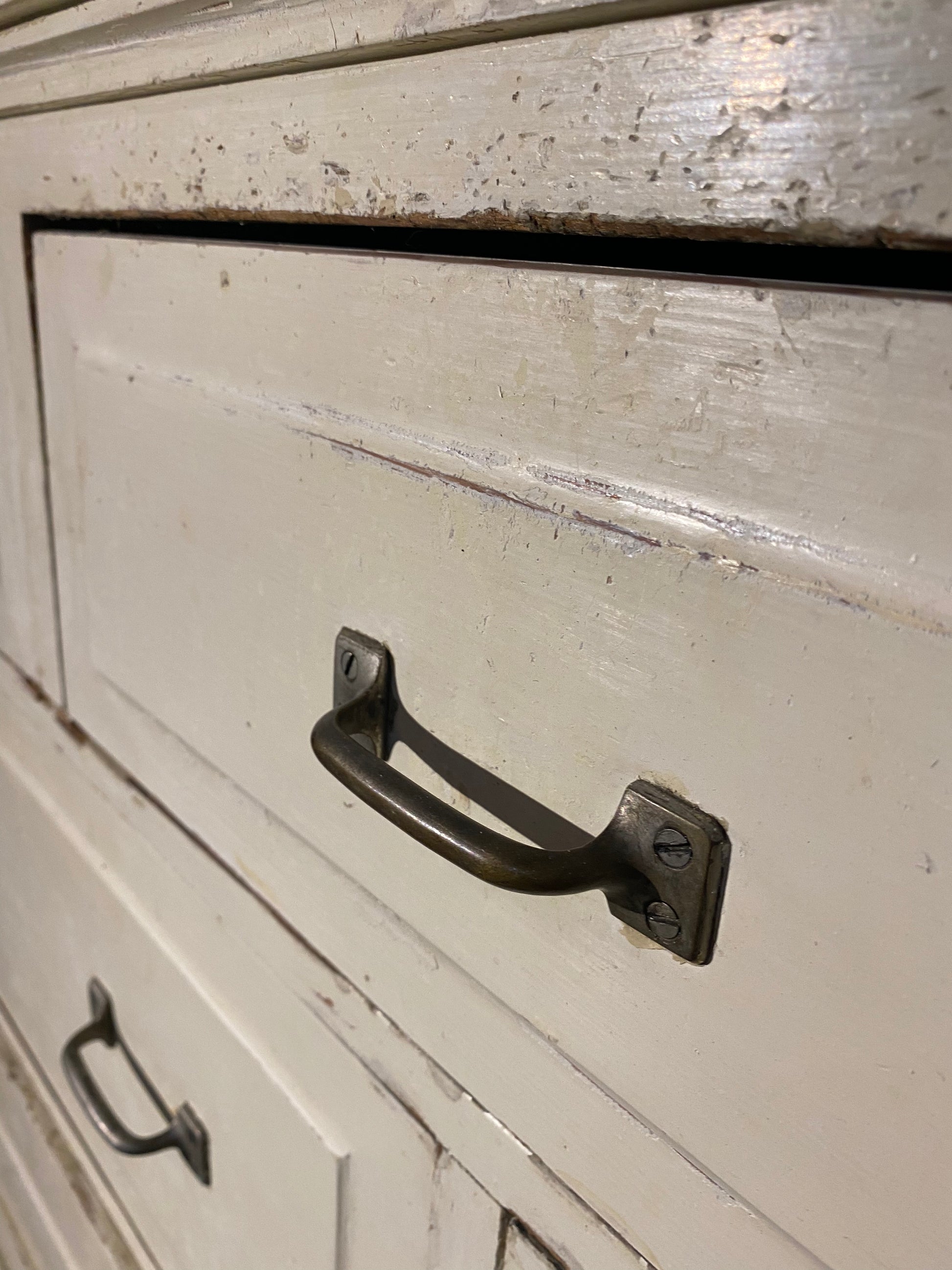 1920 solid multi drawer sideboard in old paint | Scott Landon Antiques and Interiors.