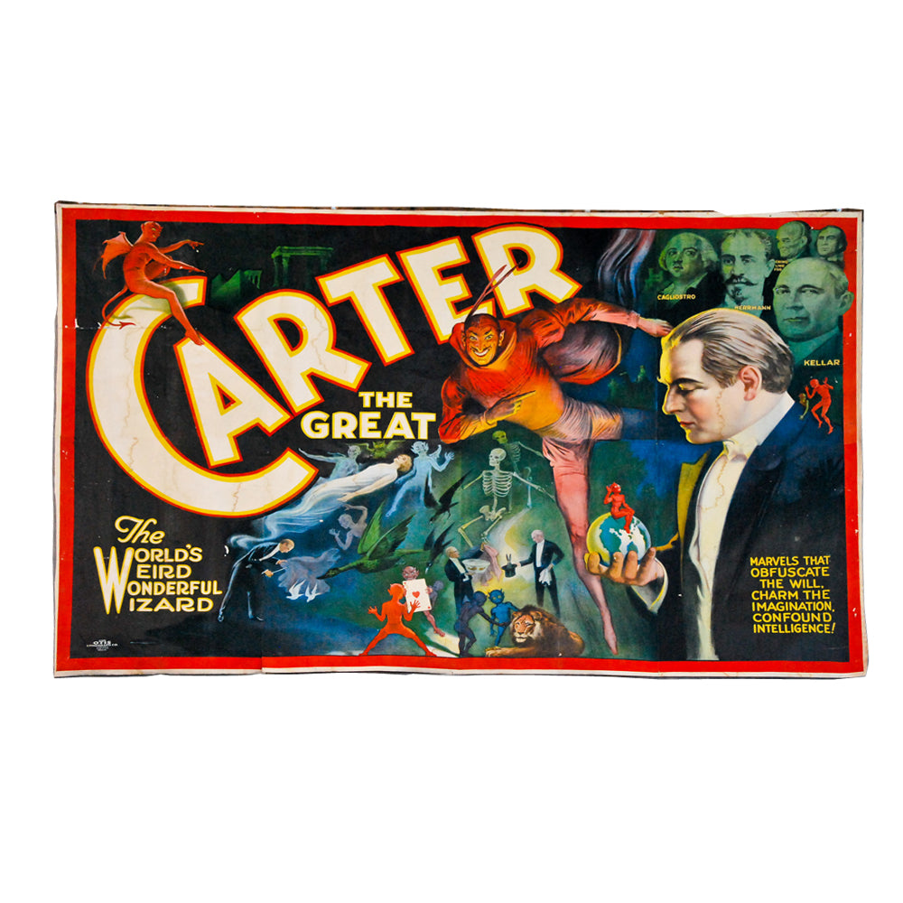 1910s ‘Carter the Great’ Circus Banner by Otis Lithograph | Scott Landon Antiques and Interiors.