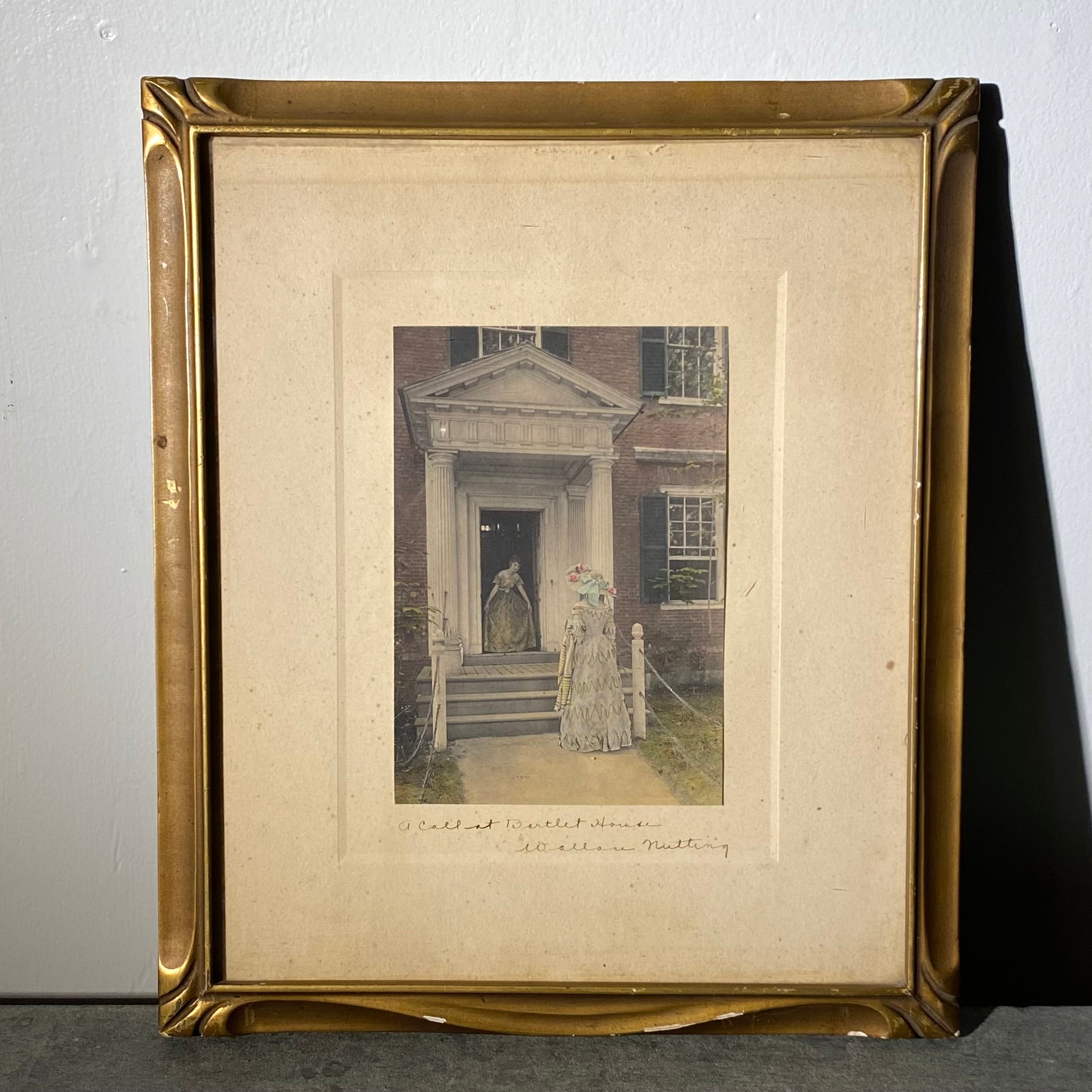 "A Call at Bartlet House" By Wallace Nutting Framed Litho