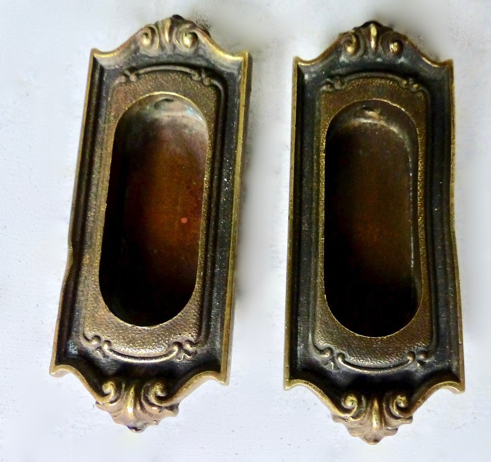 1910 Brass Pocket-Door Drawer Inserts | Scott Landon Antiques and Interiors.