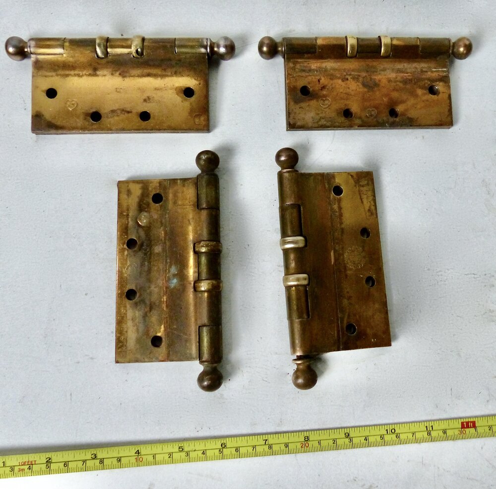 1920 Brass 6 inche Solid hinges | Scott Landon Antiques and Interiors.