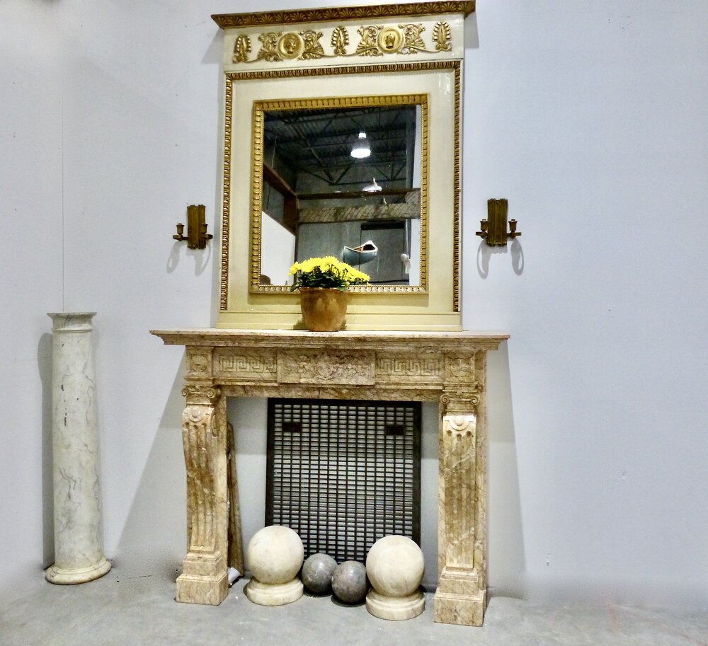 19th c French Crema Valencia Marble Fireplace Mantel Surround | Scott Landon Antiques and Interiors.
