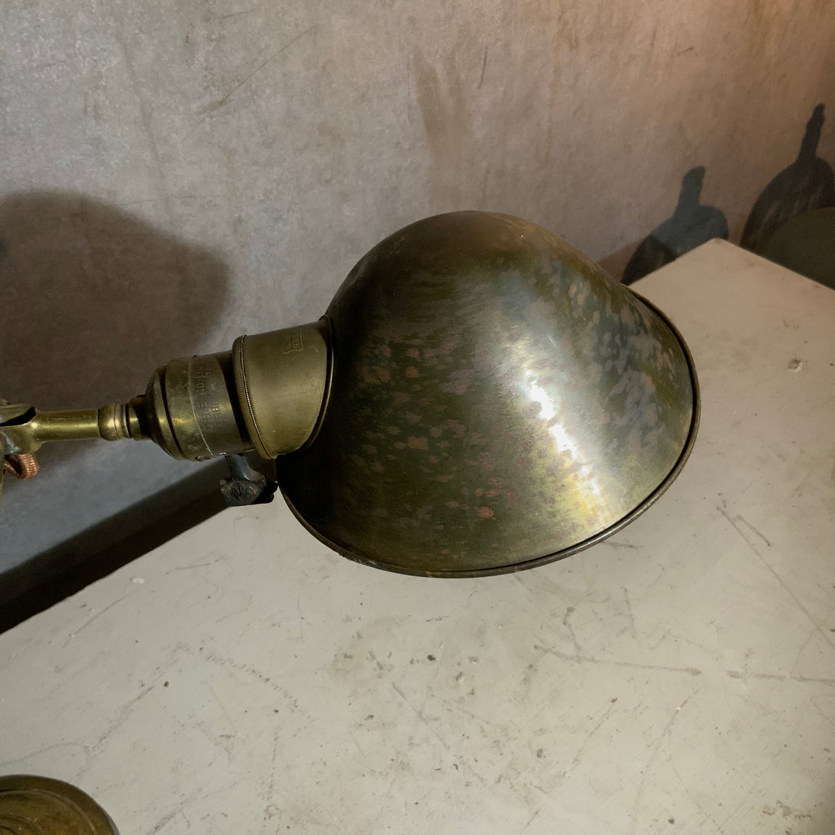 1920 Brass lamp with Faries shade – Scott Landon Antiques and