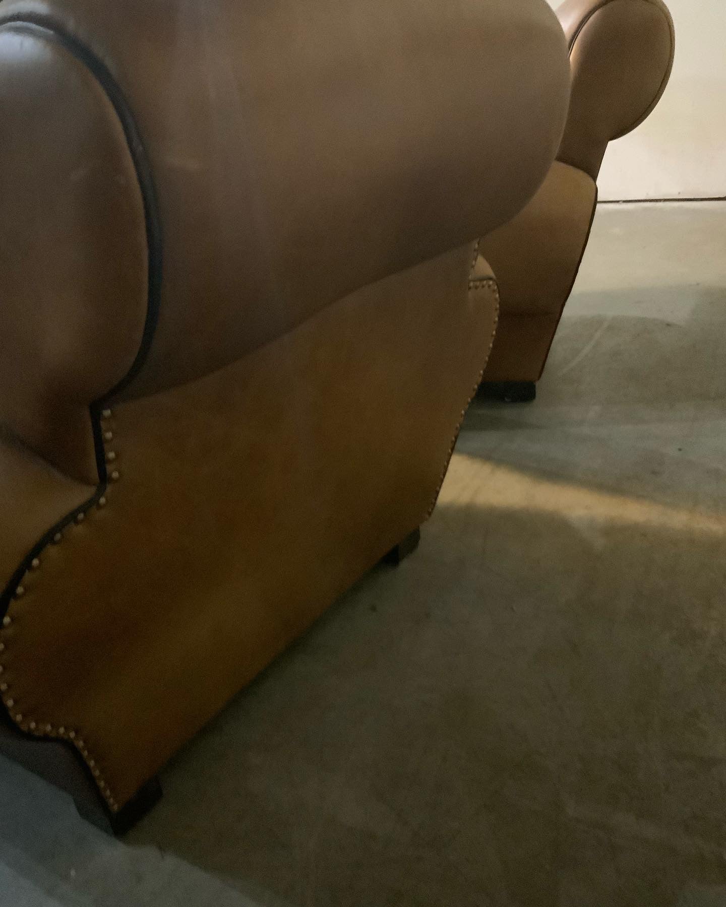 Pair of leather club chairs 1980-90 | Scott Landon Antiques and Interiors.