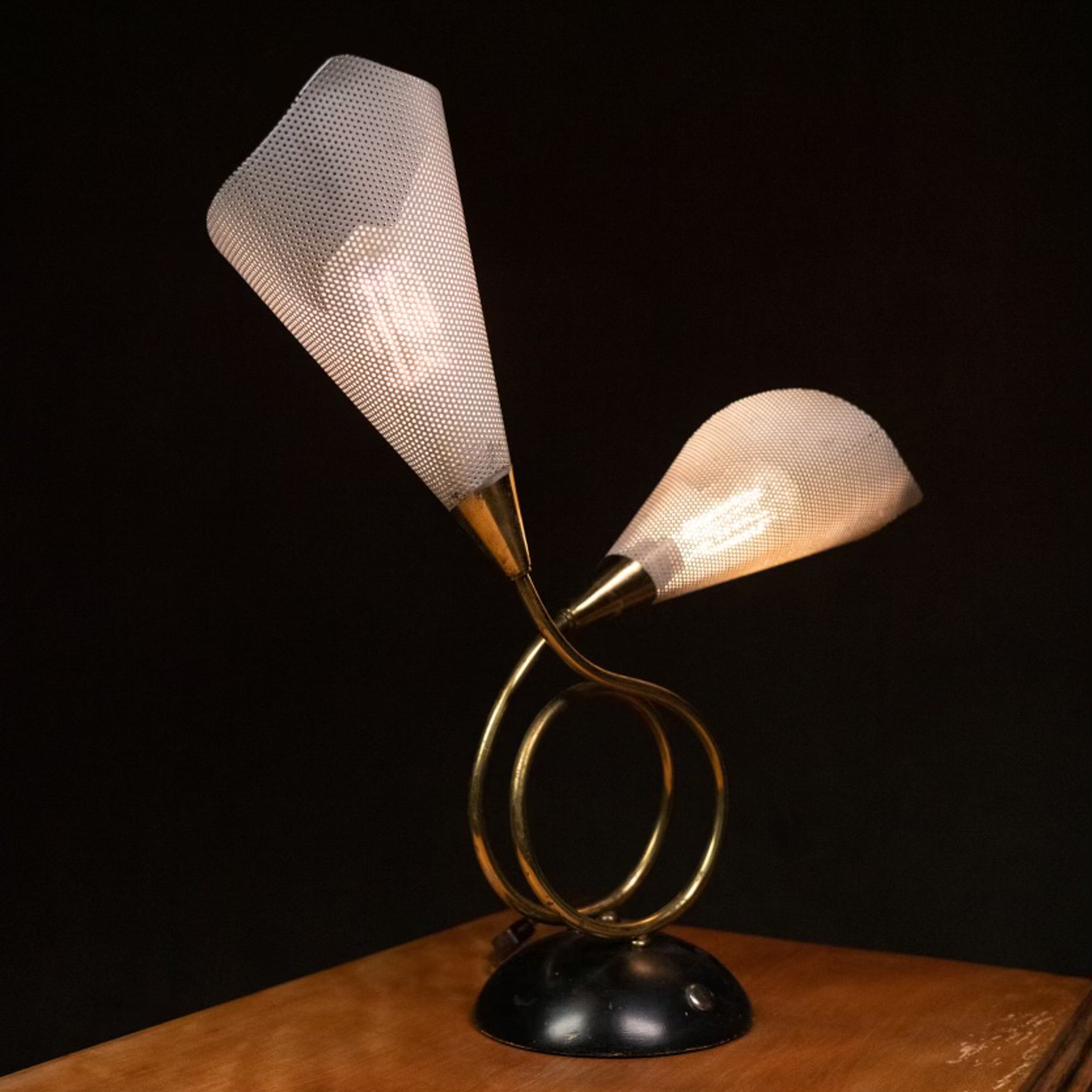 Vintage Double Spun Brass MCM Desk Lamp