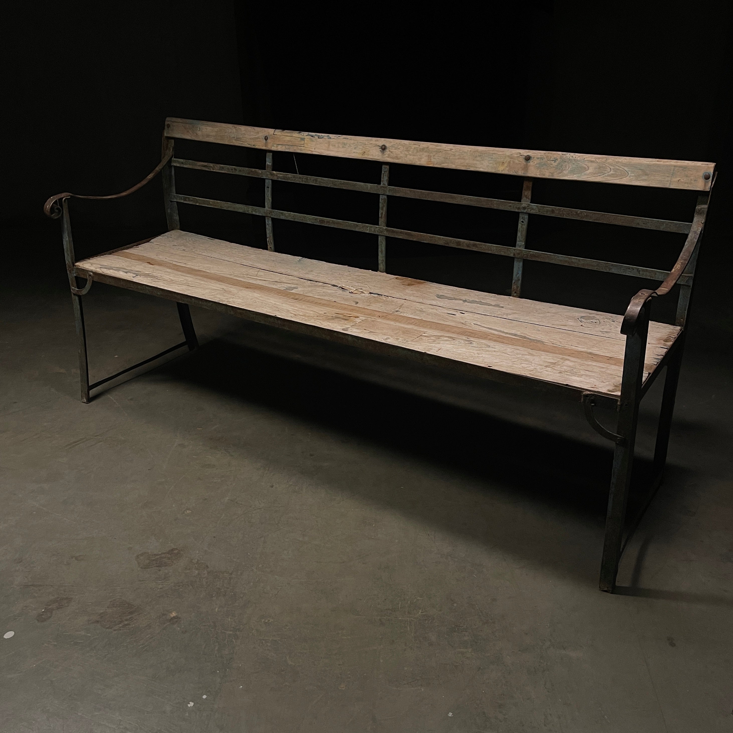 1910 Iron and Wood French Garden Bench