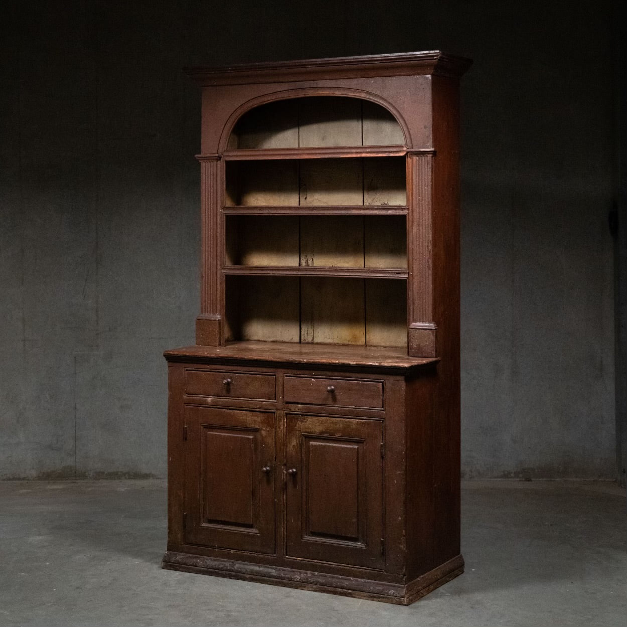 19th Century Antique Open Dish Stepback Cabinet