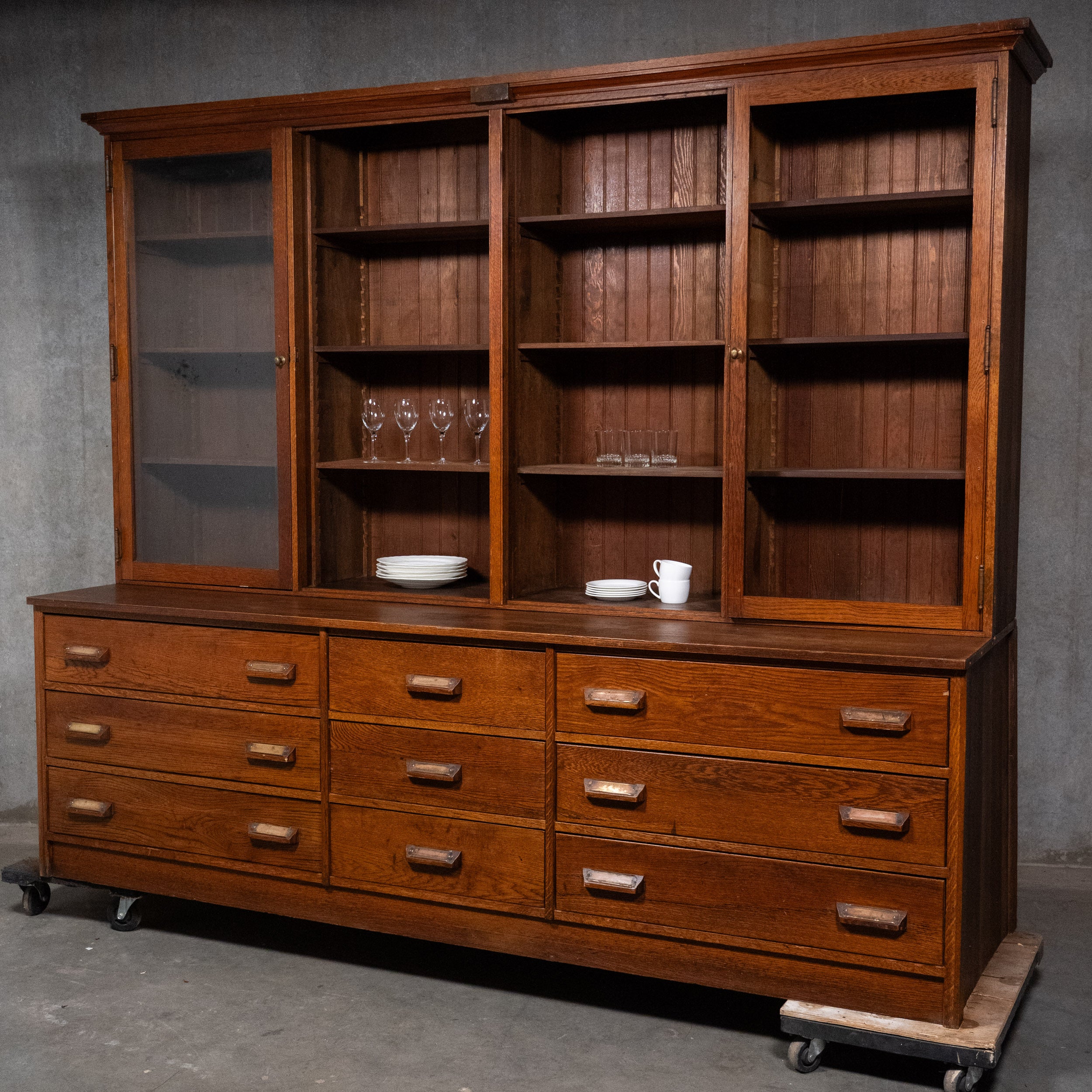 Antique Oak Hardware Store Cabinet Chicago Multi Drawer Display Cabinet Industrial General Store c1900