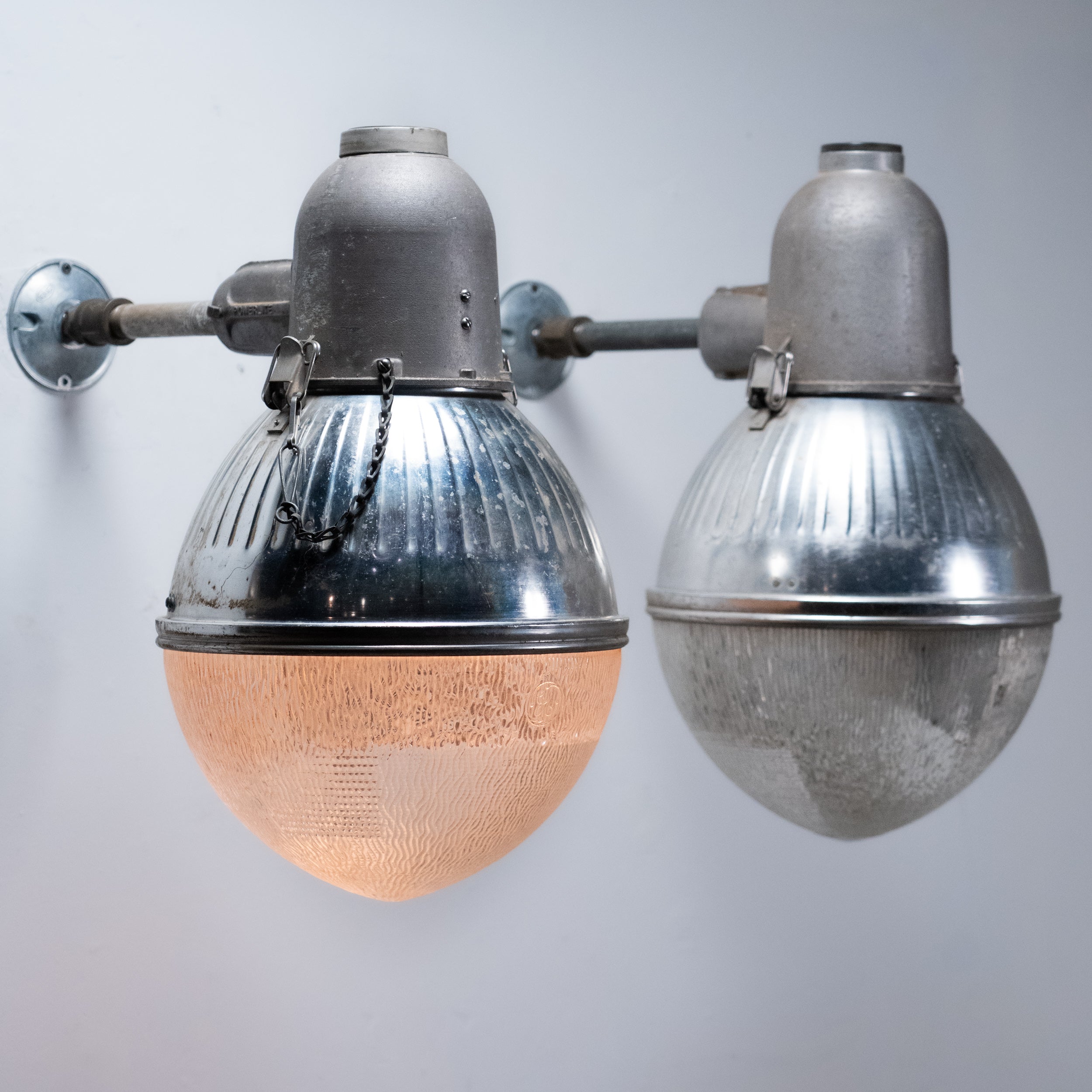 1950 Large Industrial Sconce Lights by GE
