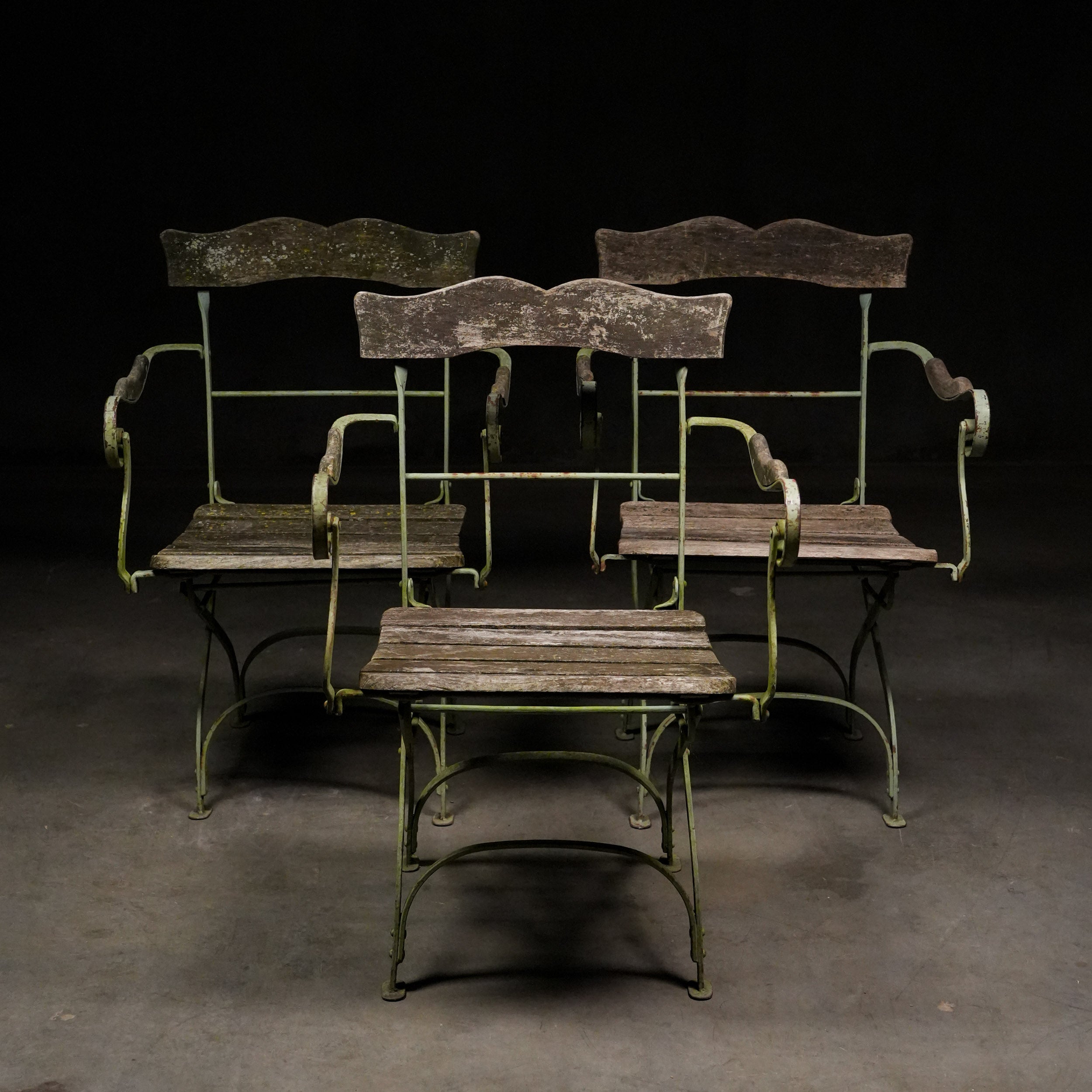 Set of Eight 1920 French Garden Chairs