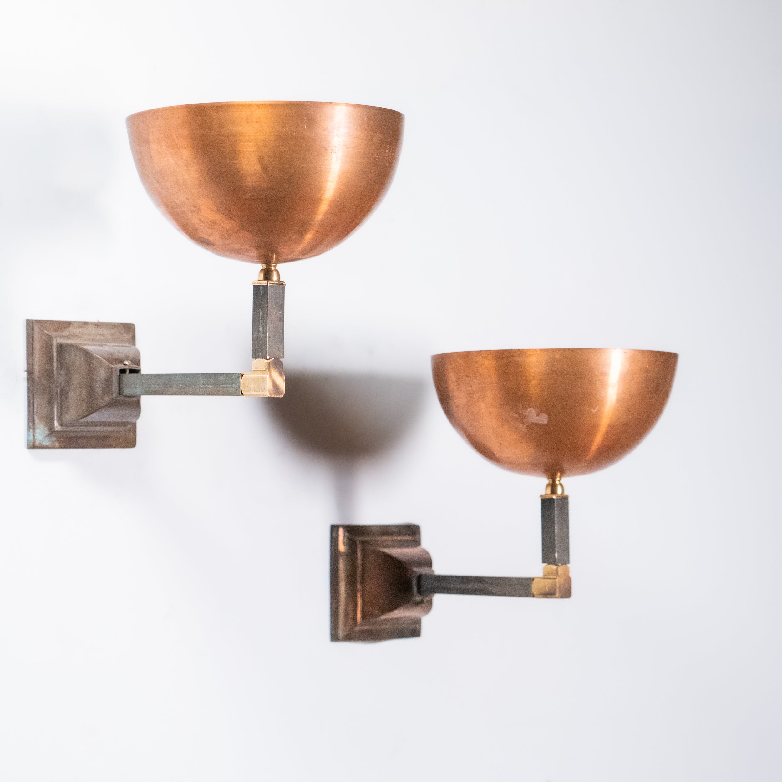 Pair of Bespoke Solid Copper Mission Style Sconce Lights