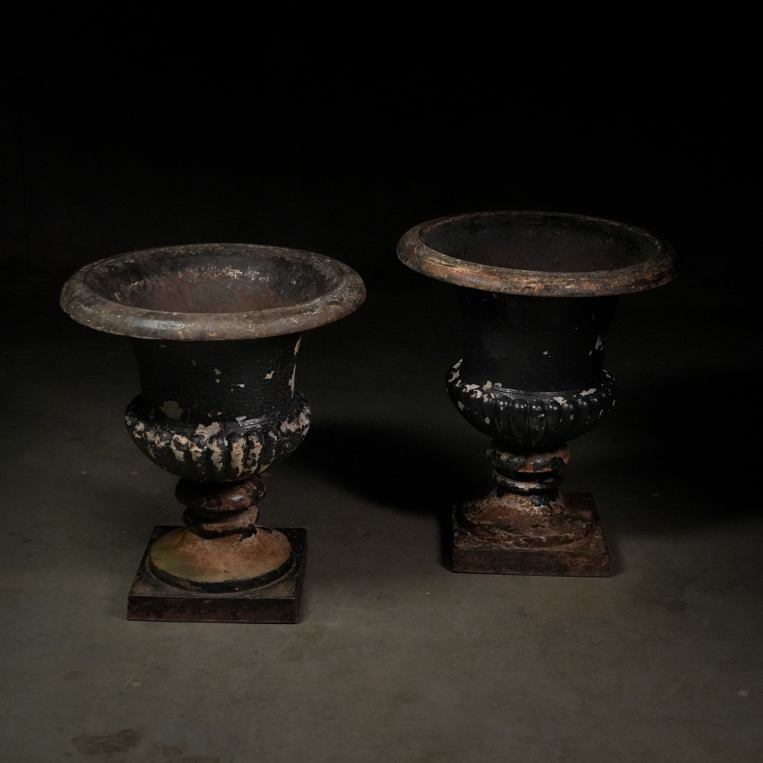 1930 Large Cast Iron Garden Urns