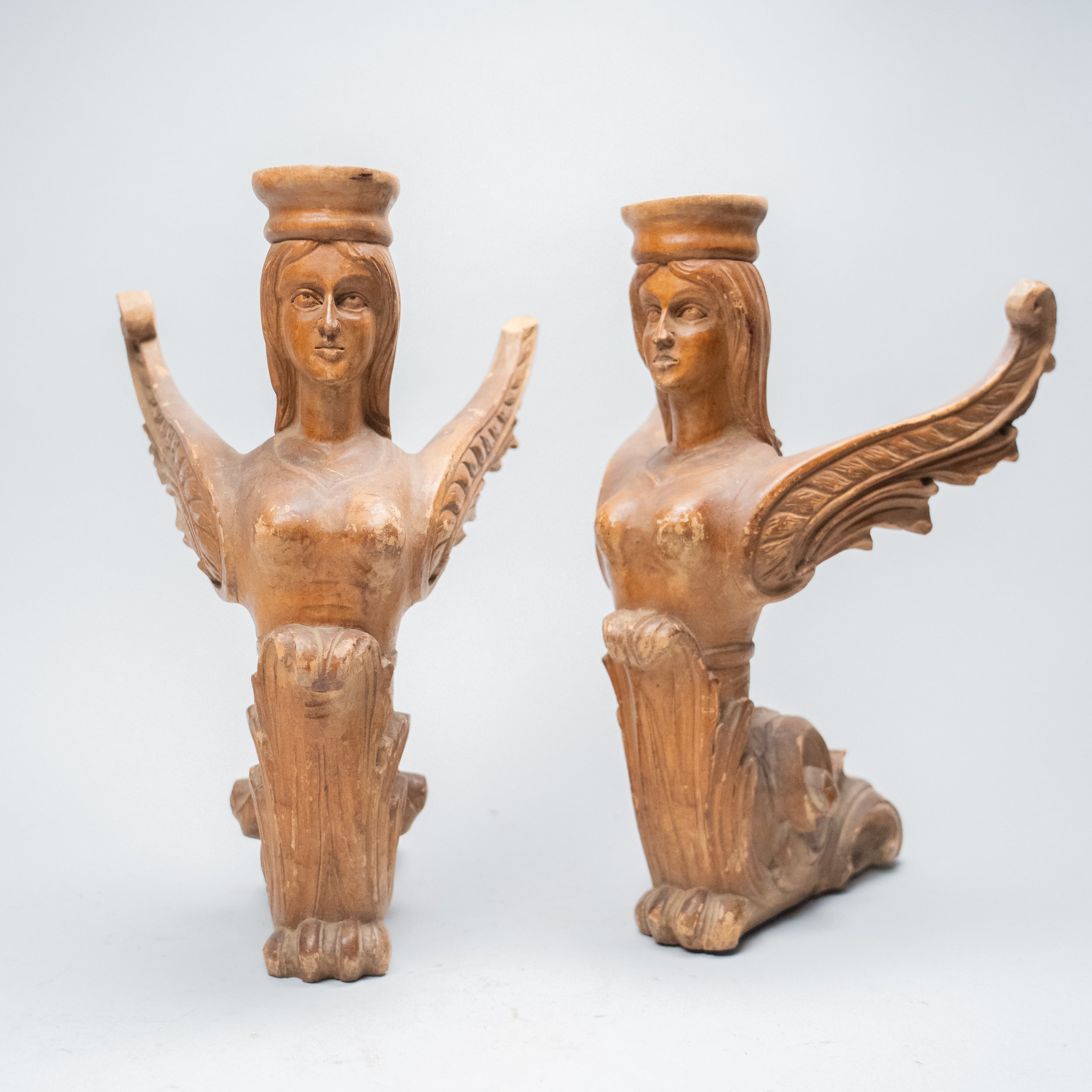 19th Century Italian Architectural Wooden Angels